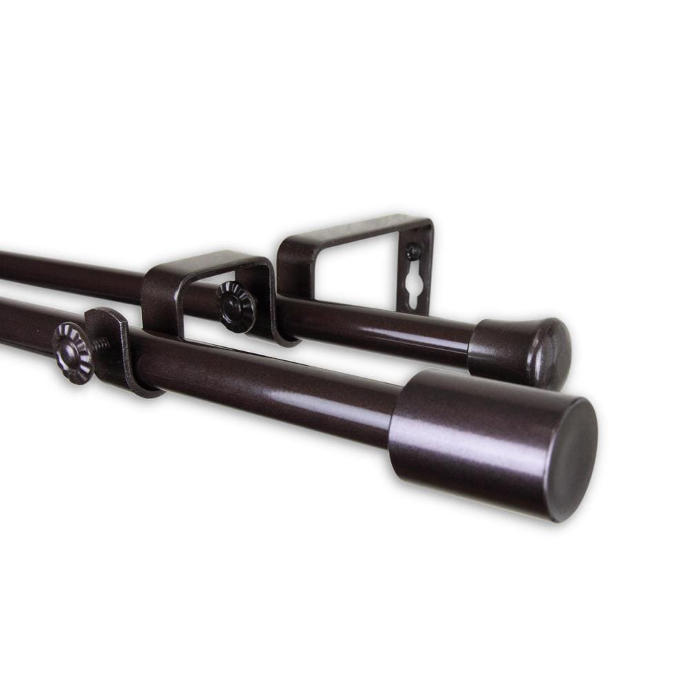 Hart & Harlow L5715-287D 5/8-in Mitchell 28-in to 48-in Cocoa Steel Double curtain rod with Finials