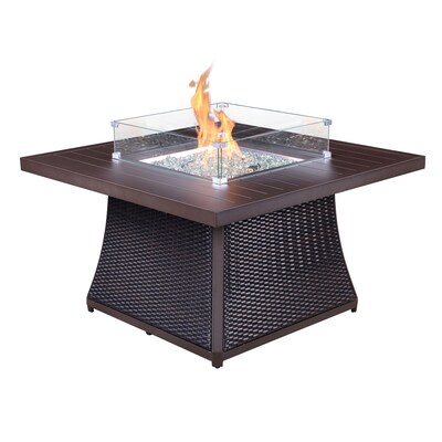 Kinger Home Fire Pits Patio Heaters, Gray Natural Playa Stone Propane Fire Pit Table