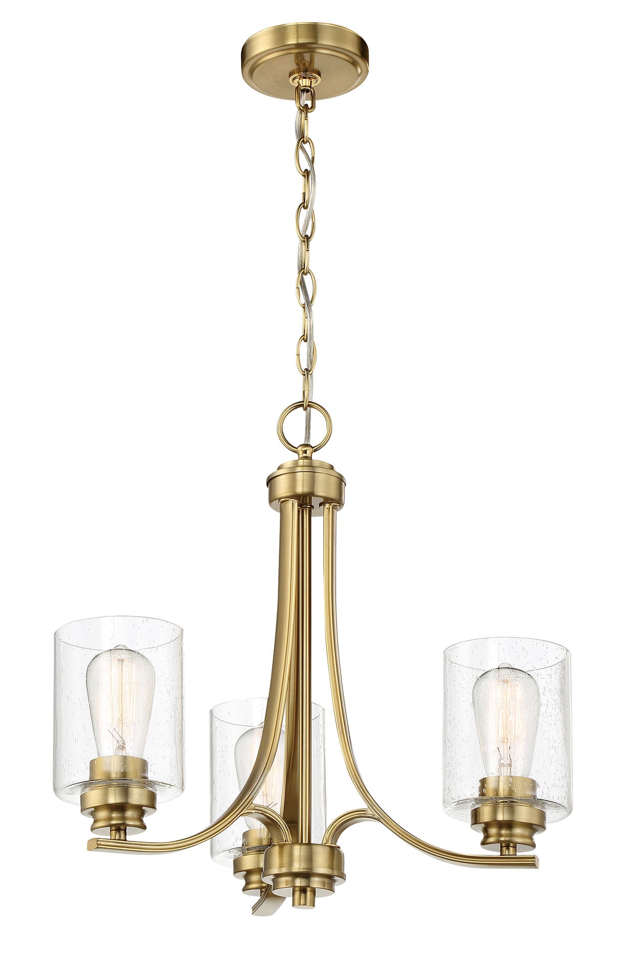 Craftmade 50523-SB Bolden 3 -Light Satin Brass Transitional Beaded For Use in Bedrooms, Dining Rooms, Foyers, Kitchens, Living Rooms Chandelier