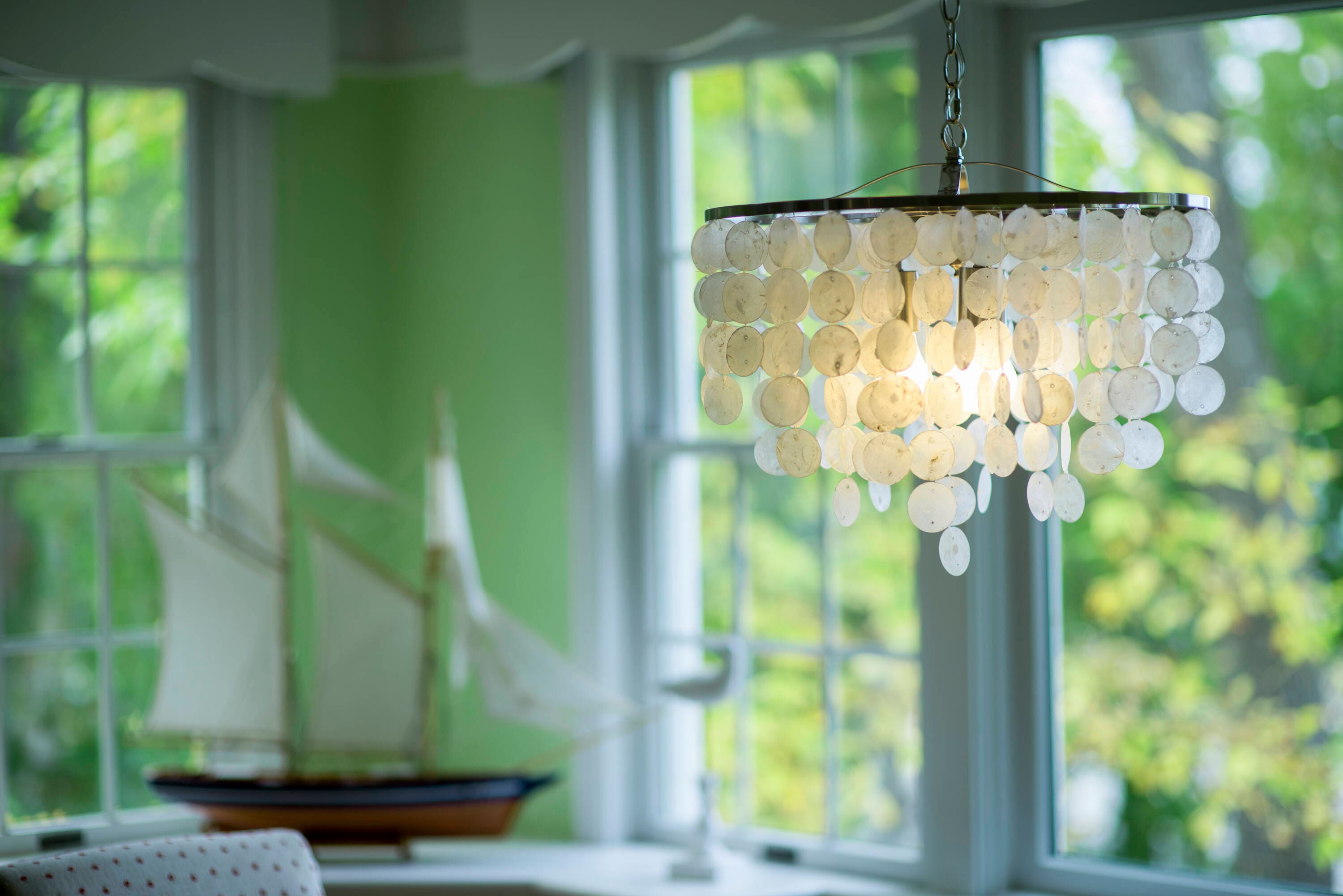 Elsa Satin Nickel 19'' Capiz Shell Pendant Light