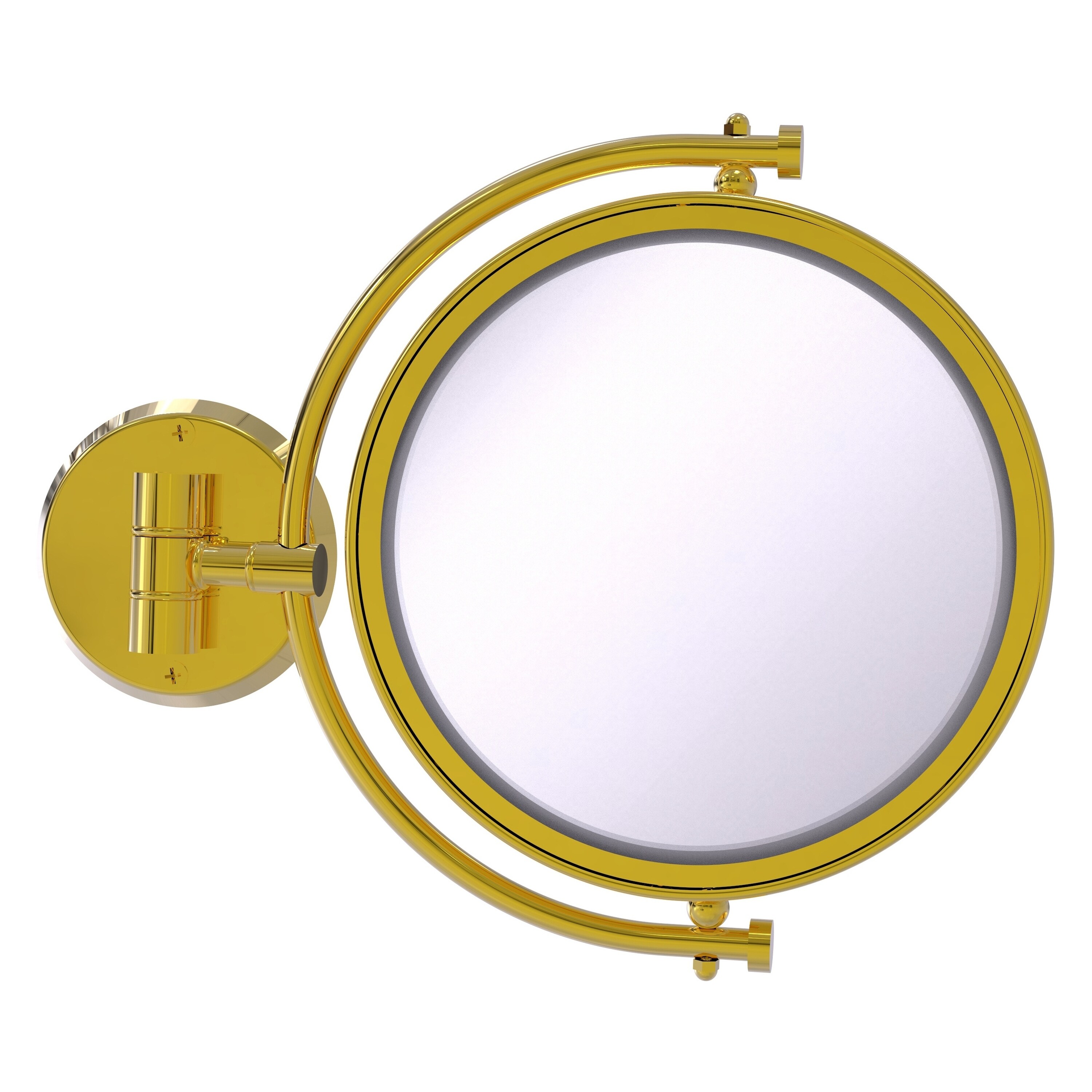 8-in x 10-in Polished Gold Double-sided 2X Magnifying Wall-mounted Vanity Mirror | - Allied Brass WM-4/2X-PB
