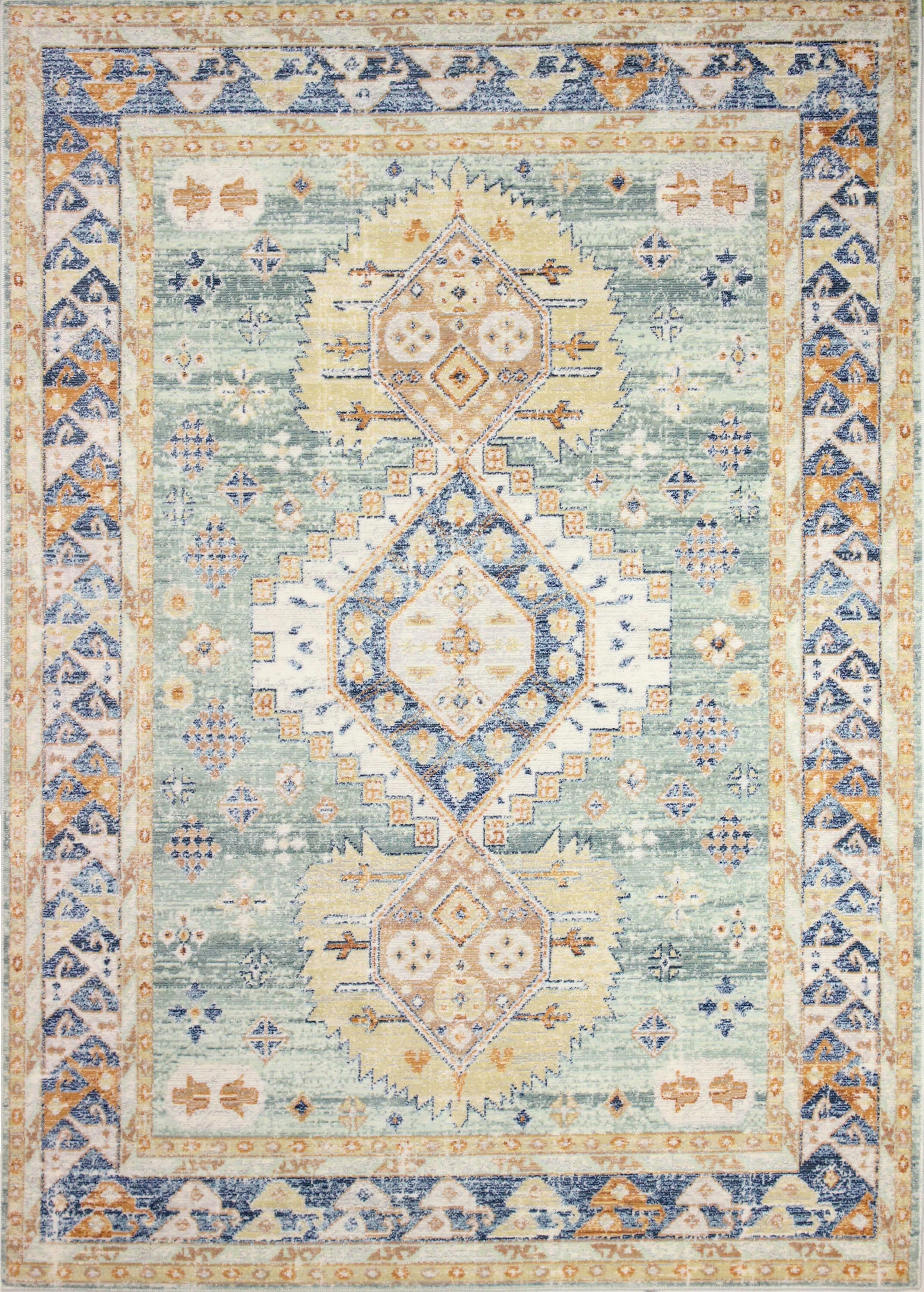 Bashian 649652294063 5 X 8 (ft) Lt.Green Indoor Geometric Oriental Area Rug