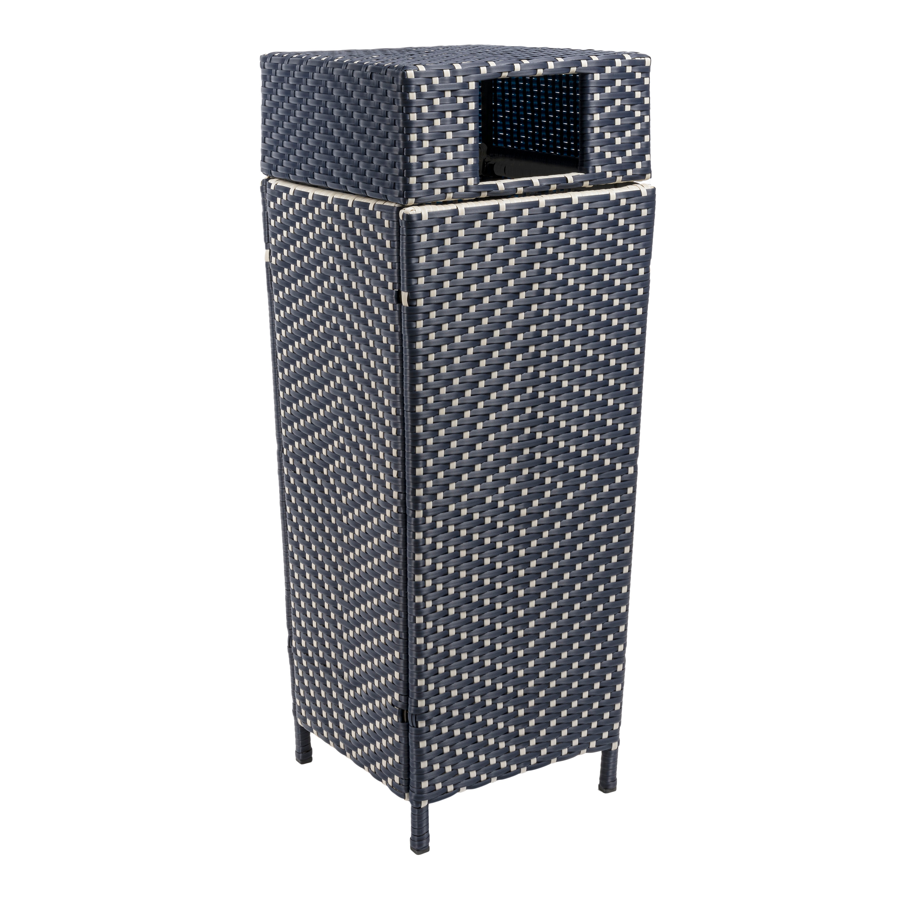 happimess HPM1203B 24.13 Gallon Navy/White Metal Indoor/Outdoor Kitchen Hinged Lid Trash Can