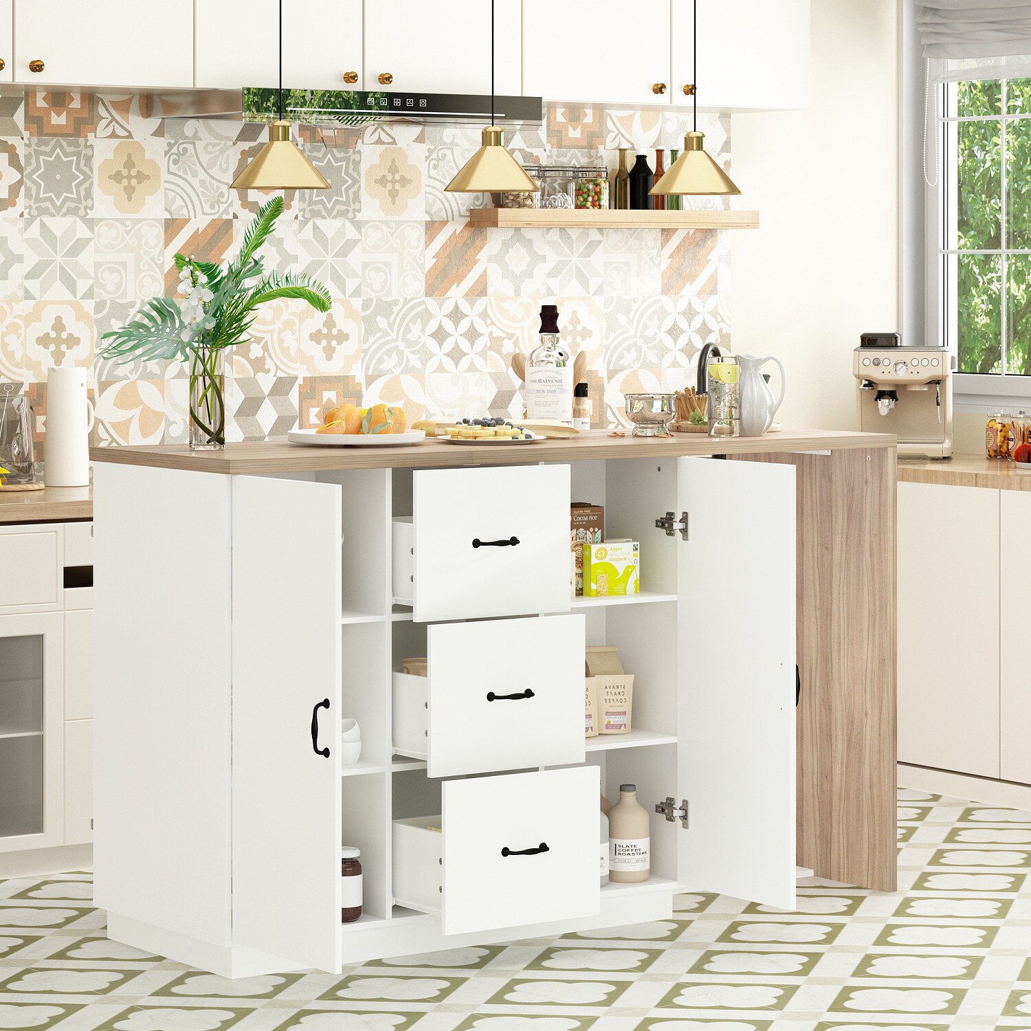 Kitchen Island; White Cultured Stone & Gray Finish YF – Shop Testo Kitchens  Online