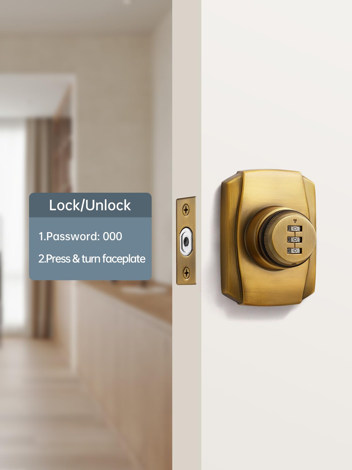 Phewnyzo Antique Brass Password Single Cylinder Deadbolt with ...