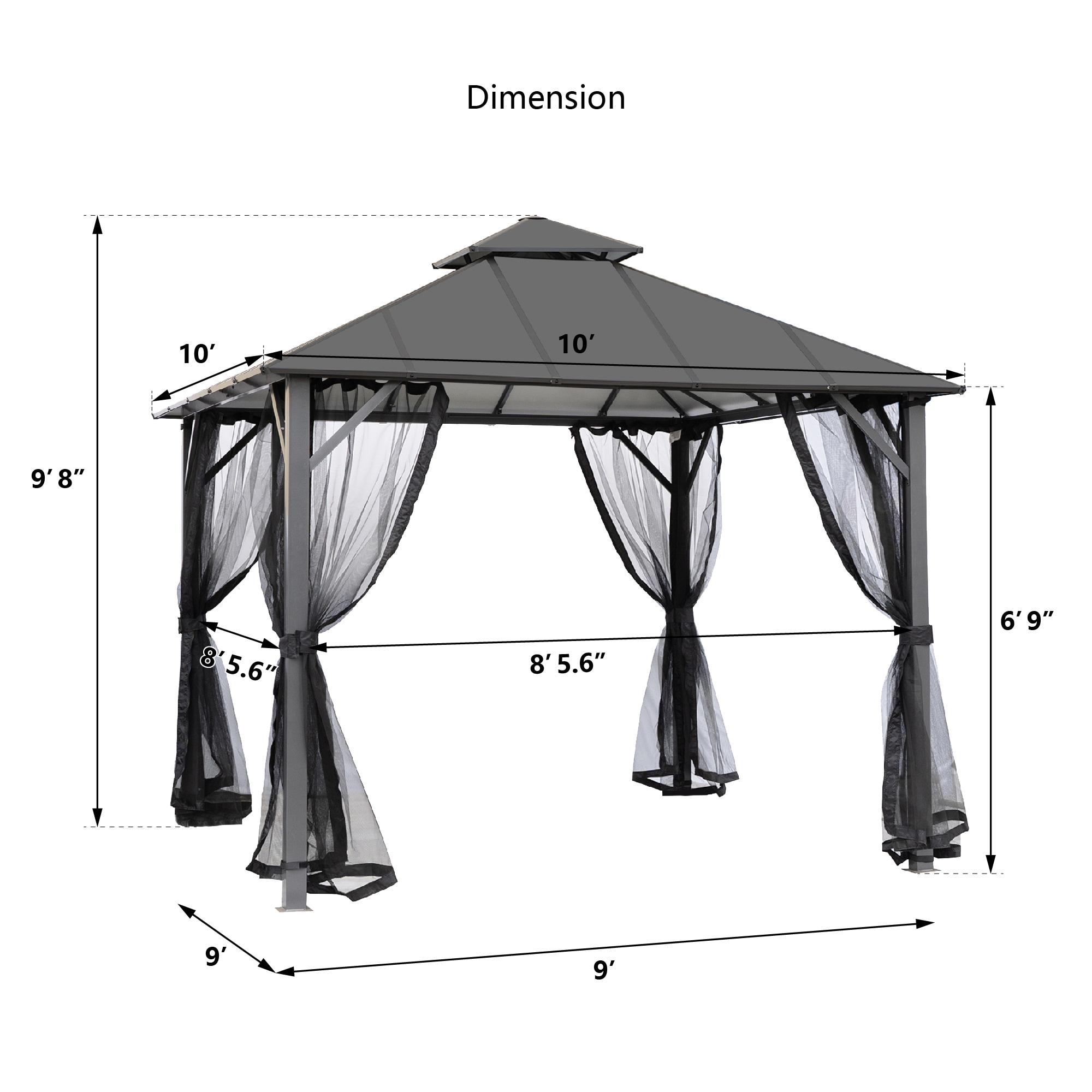 CASAINC 10-ft x 10-ft Black Metal Square Grill Gazebo in the Gazebos ...