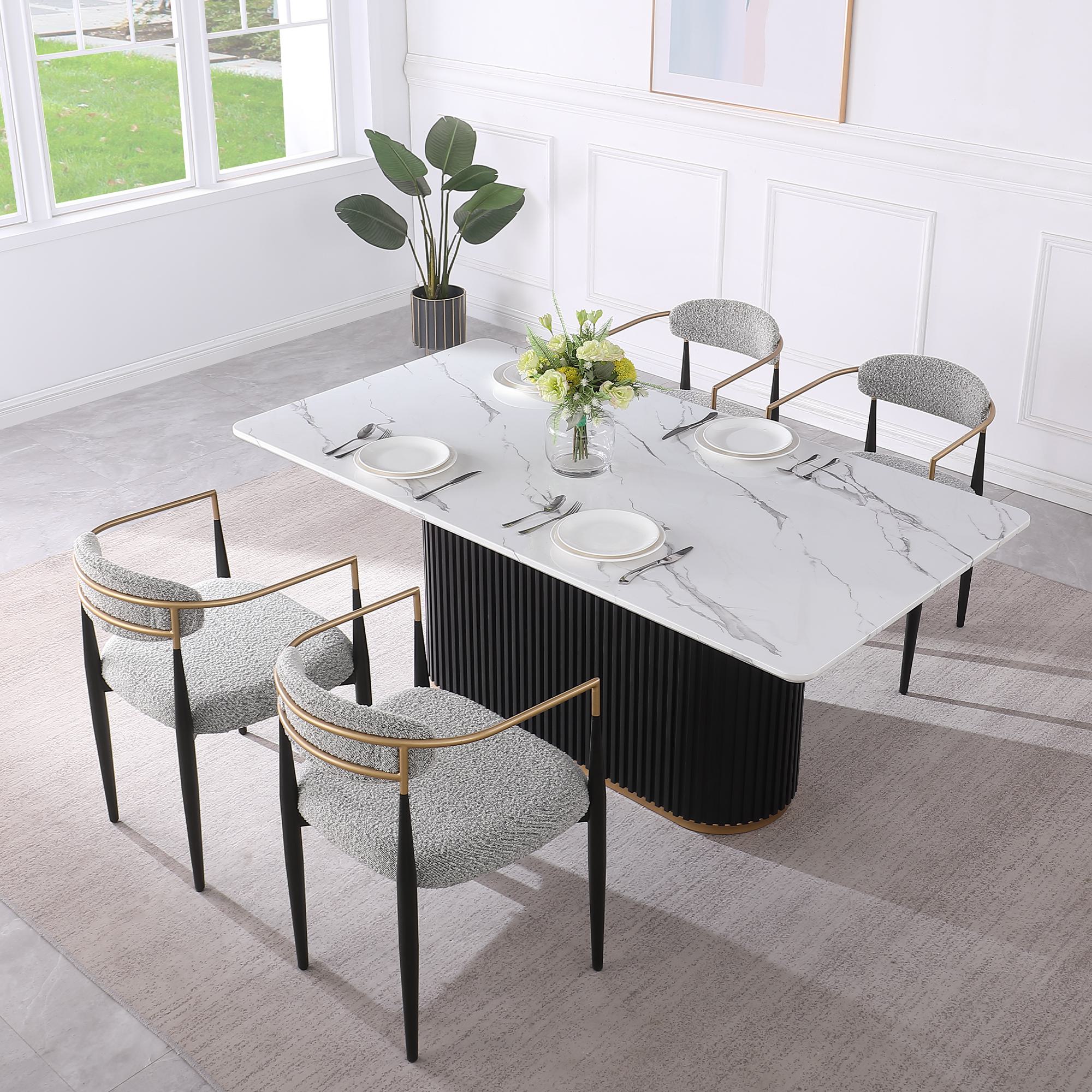 FARATI D2006DTC-WT-GY-4 Gray Contemporary/Modern Dining Room Set with Rectangular Table ( Seats 4 )