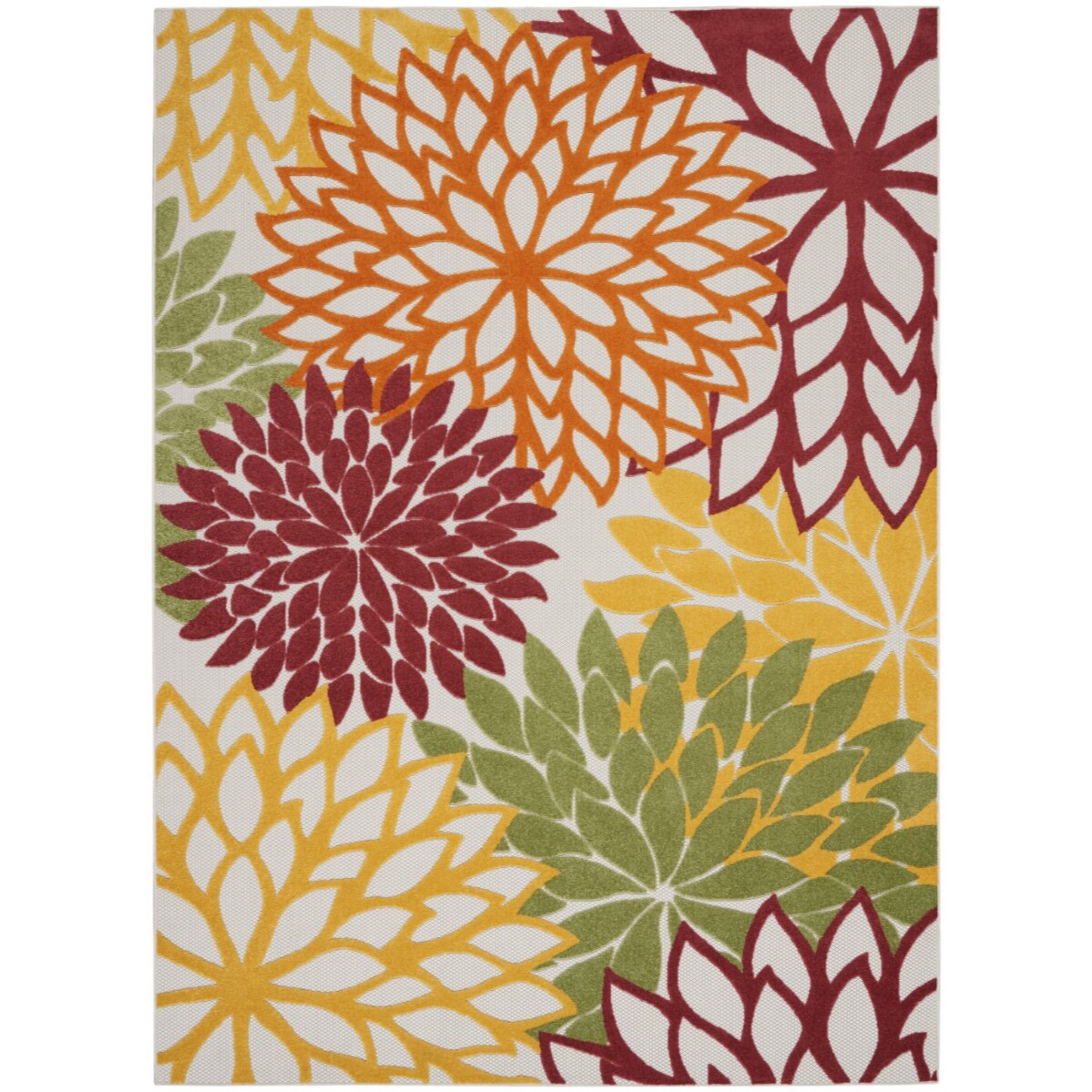 HomeRoots 4000384685 8 x 11 (ft) Polypropylene Red Multi Colored Rectangular Indoor/Outdoor Floral Area rug