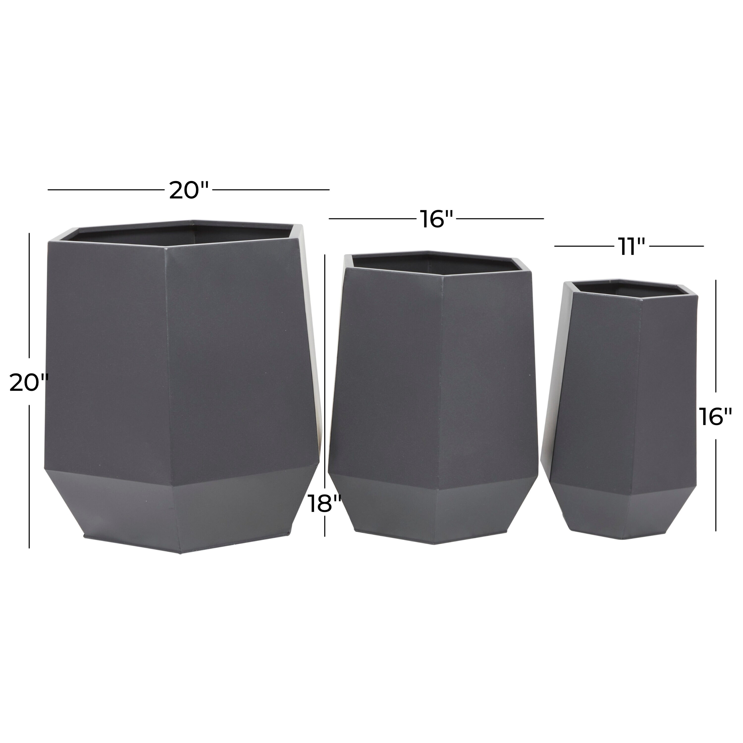 Extra Large Modern Matte Gray Metal Round Planter