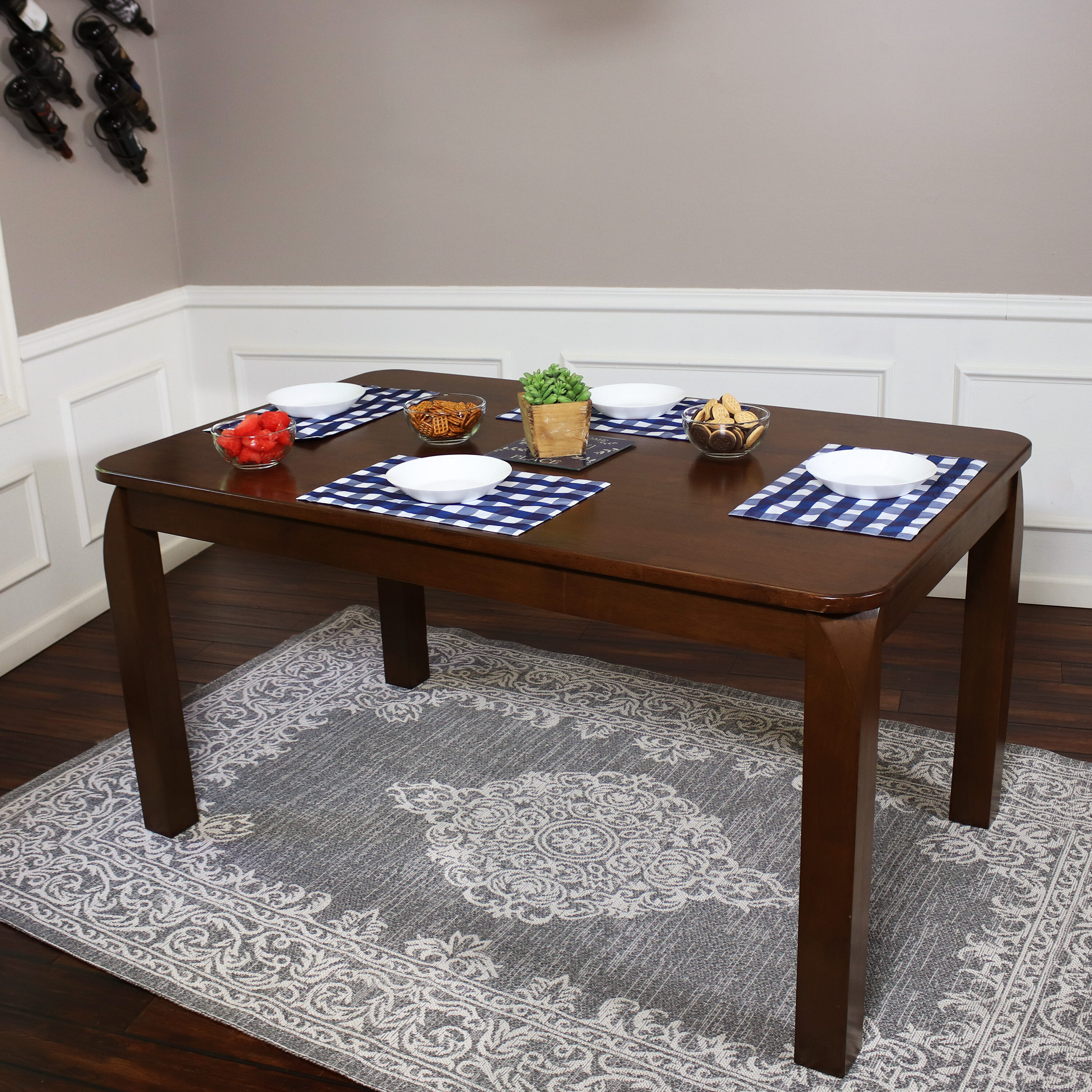 Sunnydaze Decor BWD-818 Brown Traditional Dining Table, Wood with Stained Wood 35.5-Inches L x 30.5-Inches H