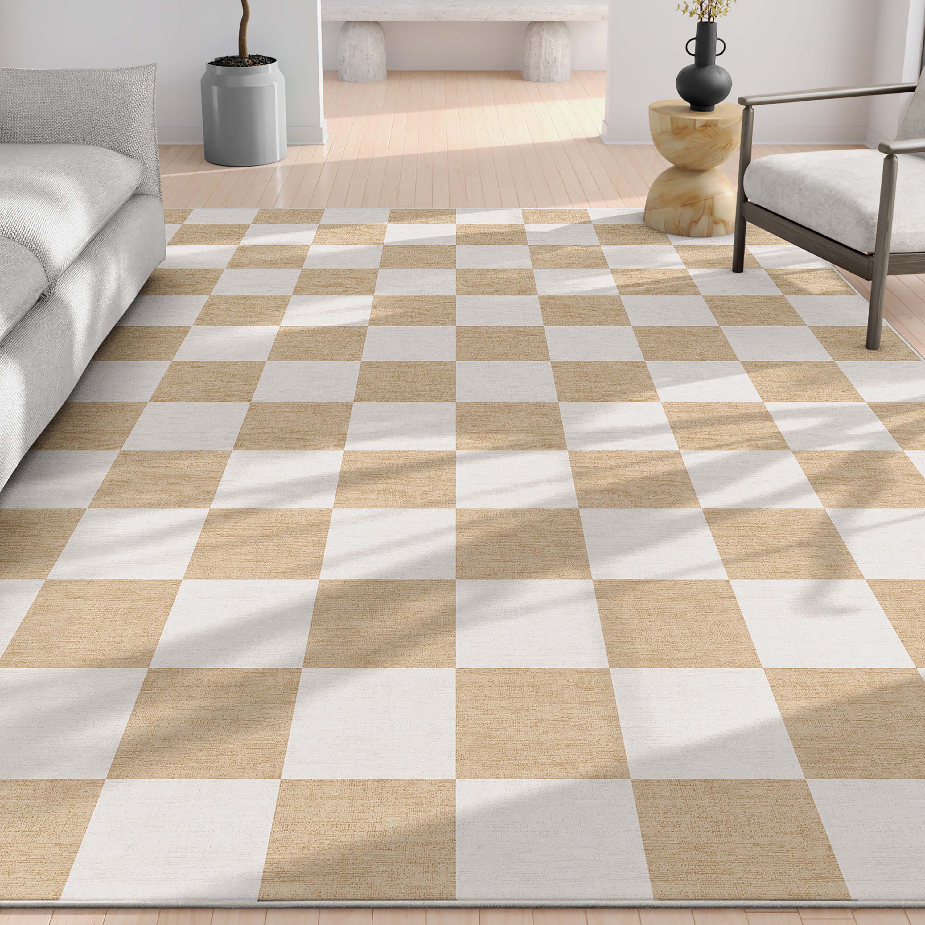 Well Woven W-SQR-01D-7 Apollo 8 x 10 (ft) Flatweave Polyester Yellow Rectangular Indoor Geometric Mid-Century Modern Area rug