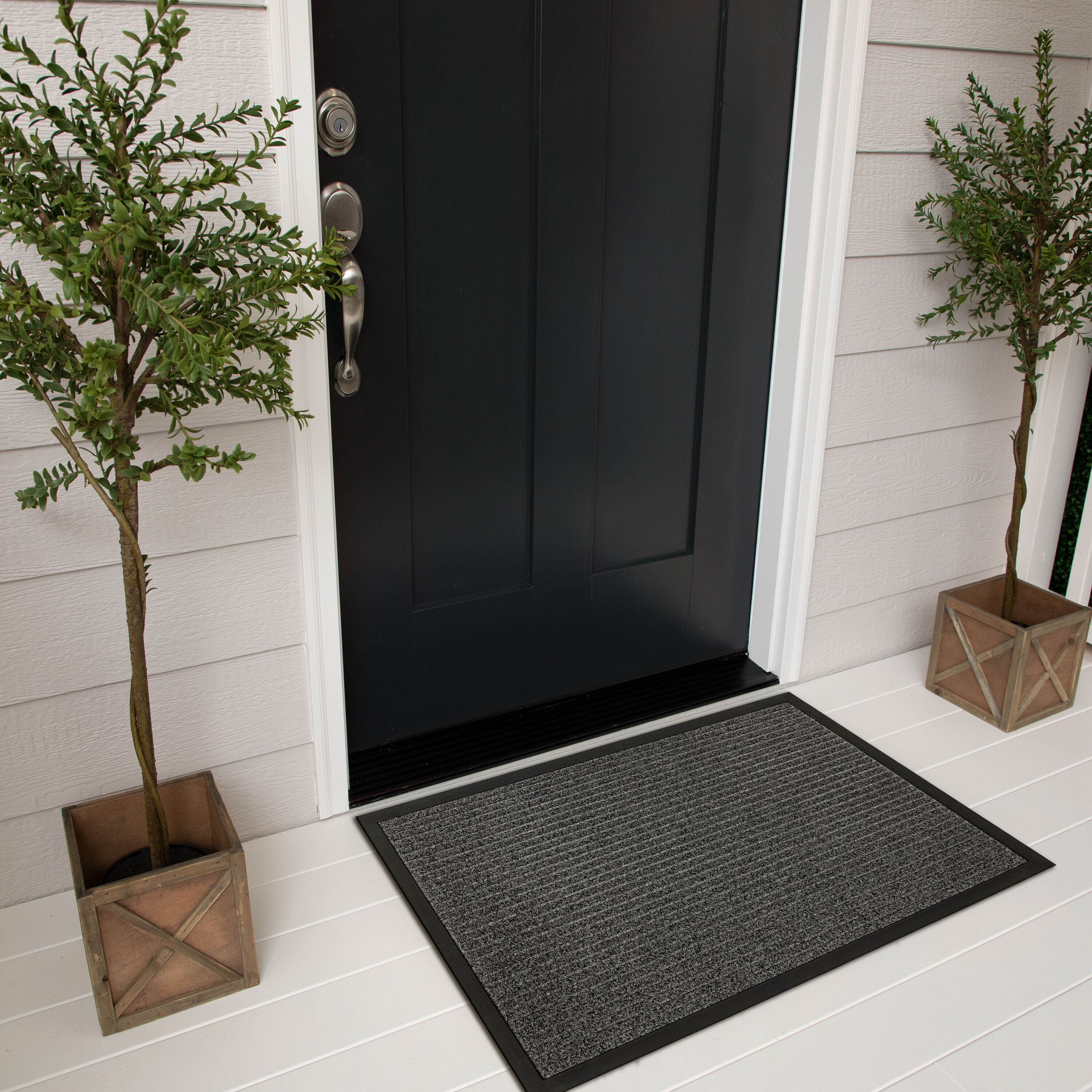 Mohawk Home Striped Utility Mat Tan Indoor/Outdoor 24 in. x 72 in. Utility Door Mat
