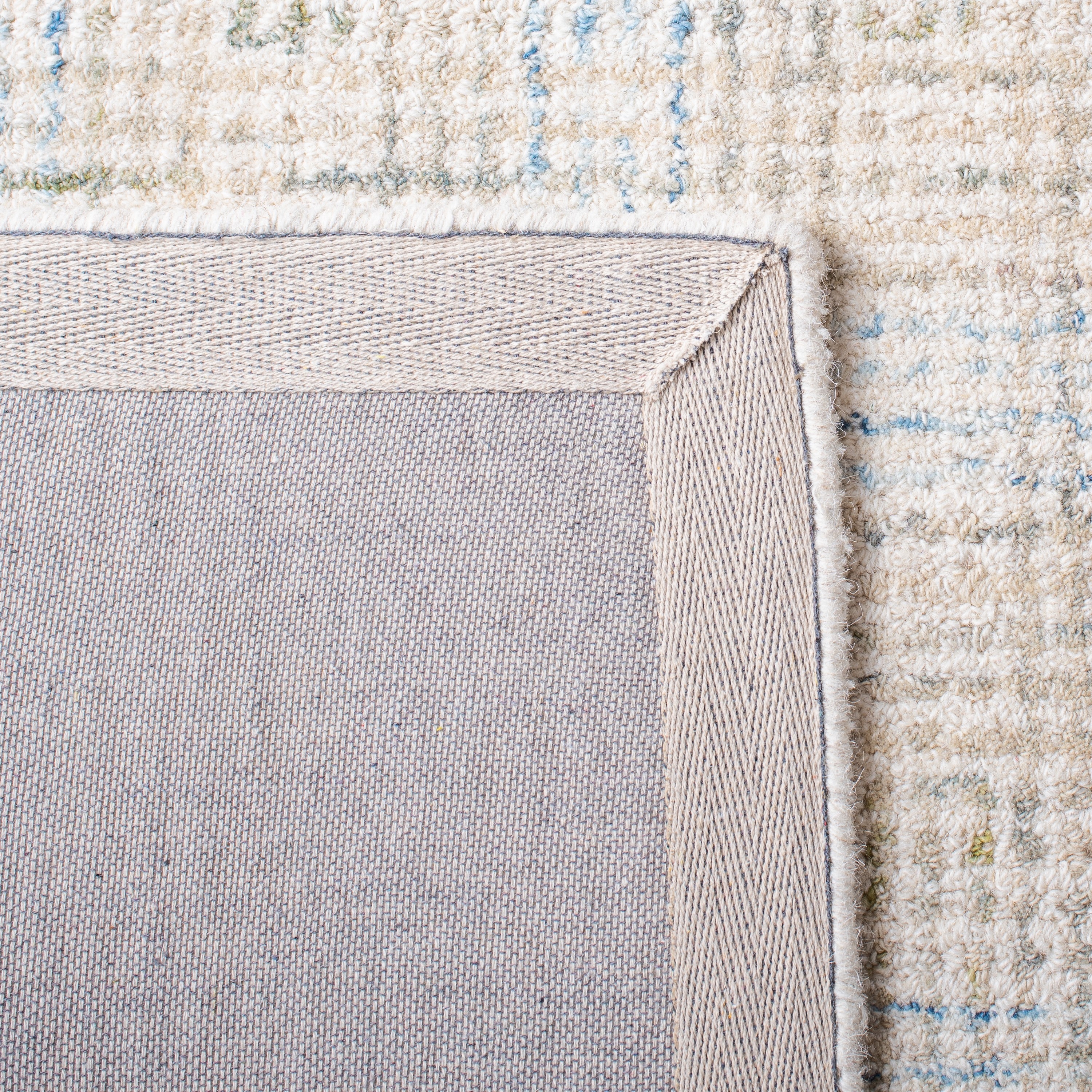 Ivory Abstract Tufted Wool Rectangular Area Rug, 4' x 6'