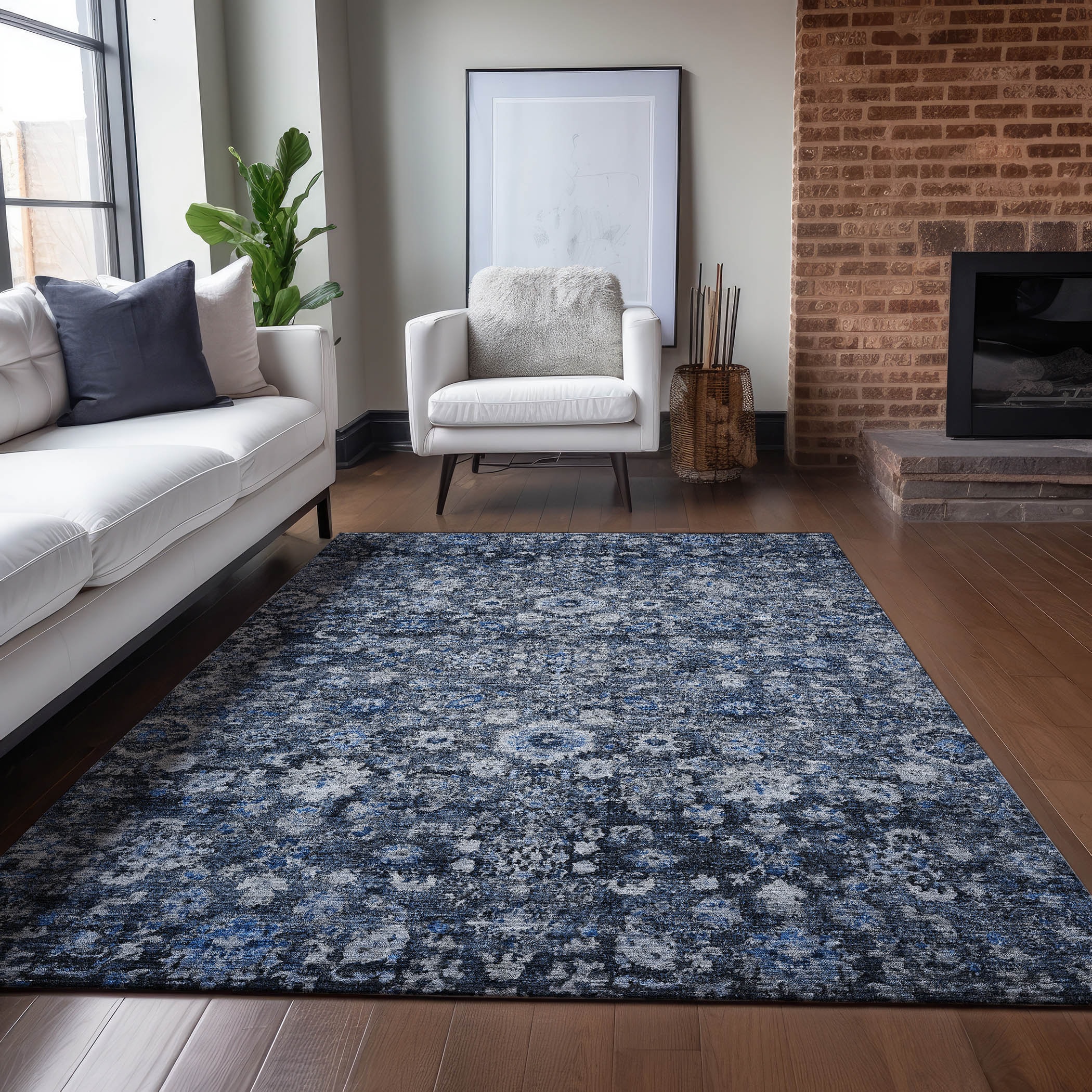 Addison Rugs ACN651BU5X8 Chantille ACN651BU 5 x 7 (ft) Polyester Blue Rectangular Indoor/Outdoor Abstract Machine washable Area rug