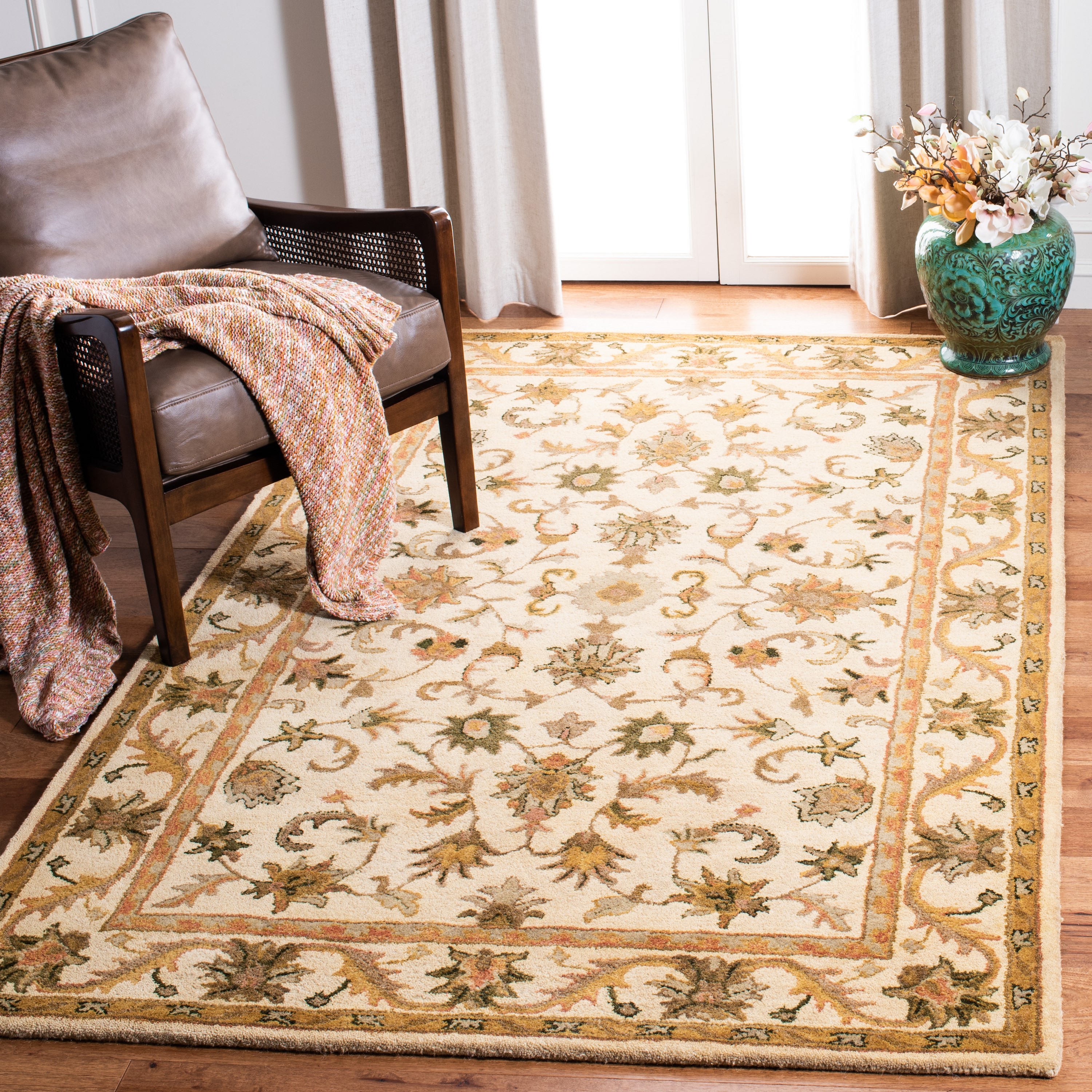 Safavieh Antiquity Rudbar X Wool Gold Indoor Floral/Botanical Vintage  Throw Rug in the Rugs department at