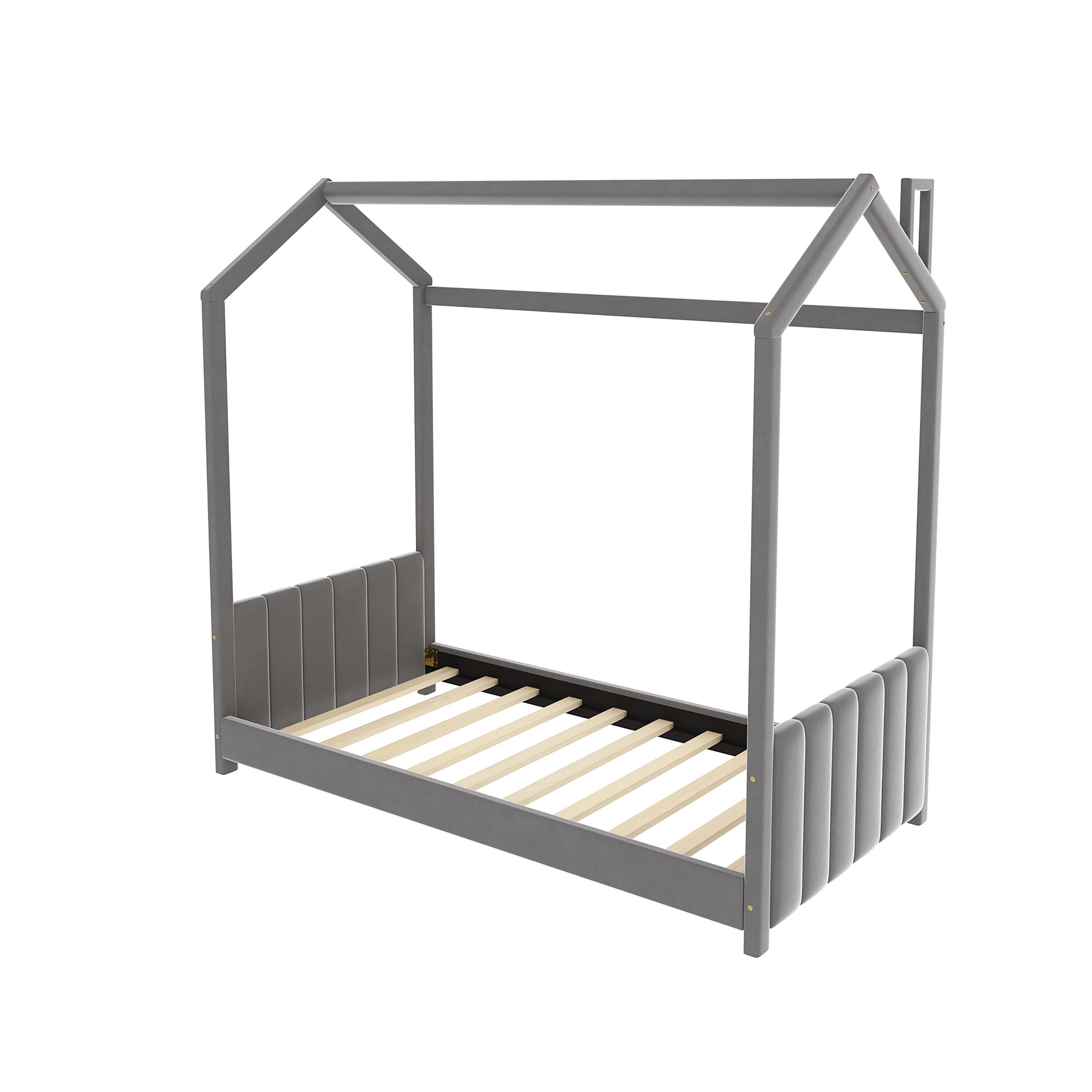 ModernLuxe Gray Twin Platform Bed for Kids | Contemporary Style ...