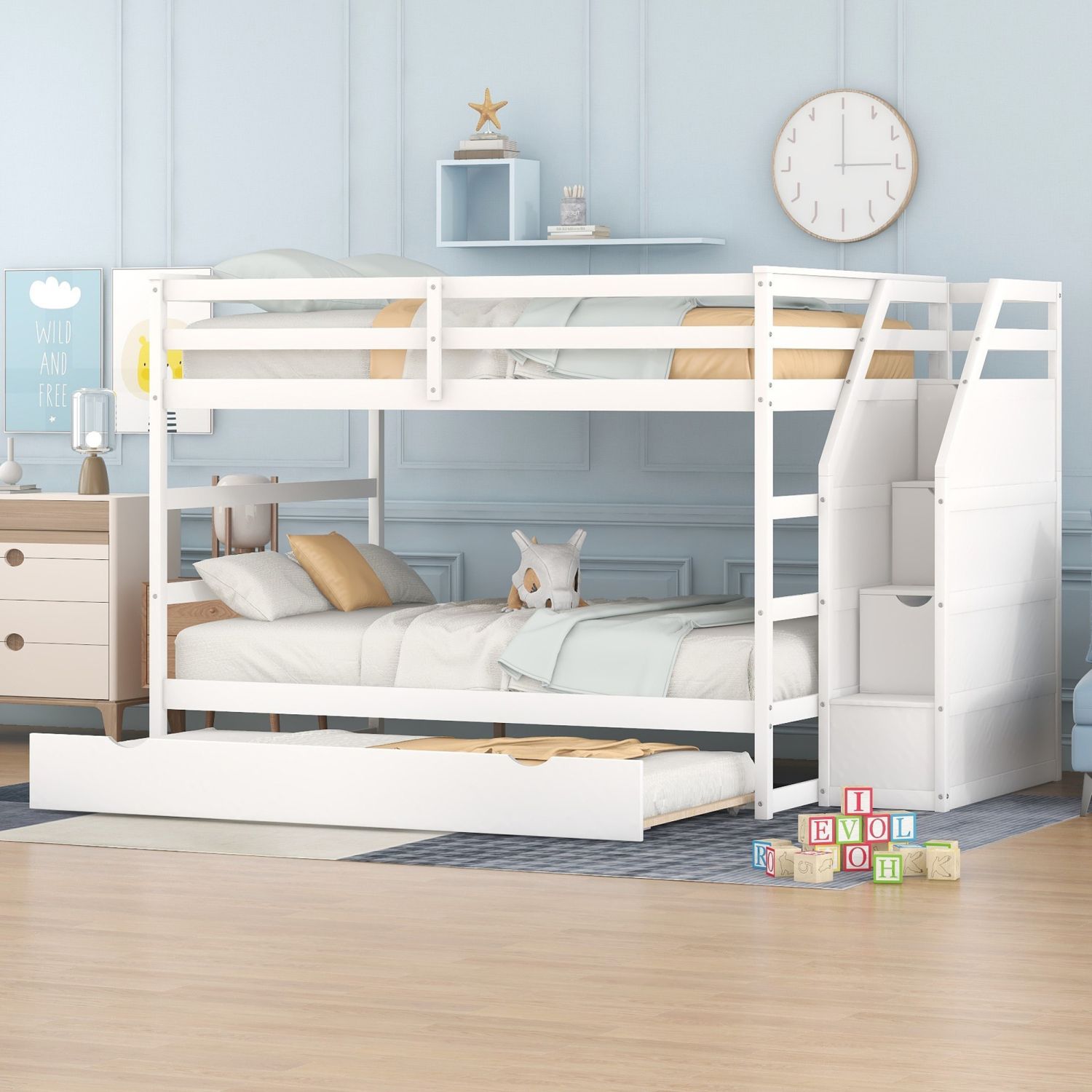 JASMODER LT000264AAK White Full Composite Platform Bed with Storage
