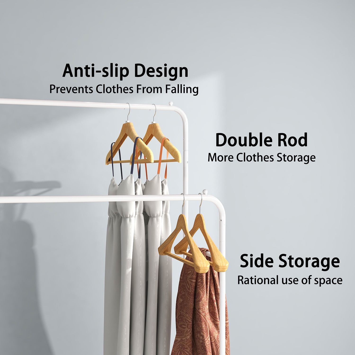 Freestanding Closet Organizer, Industrial 3 Rod Garment RackWhite