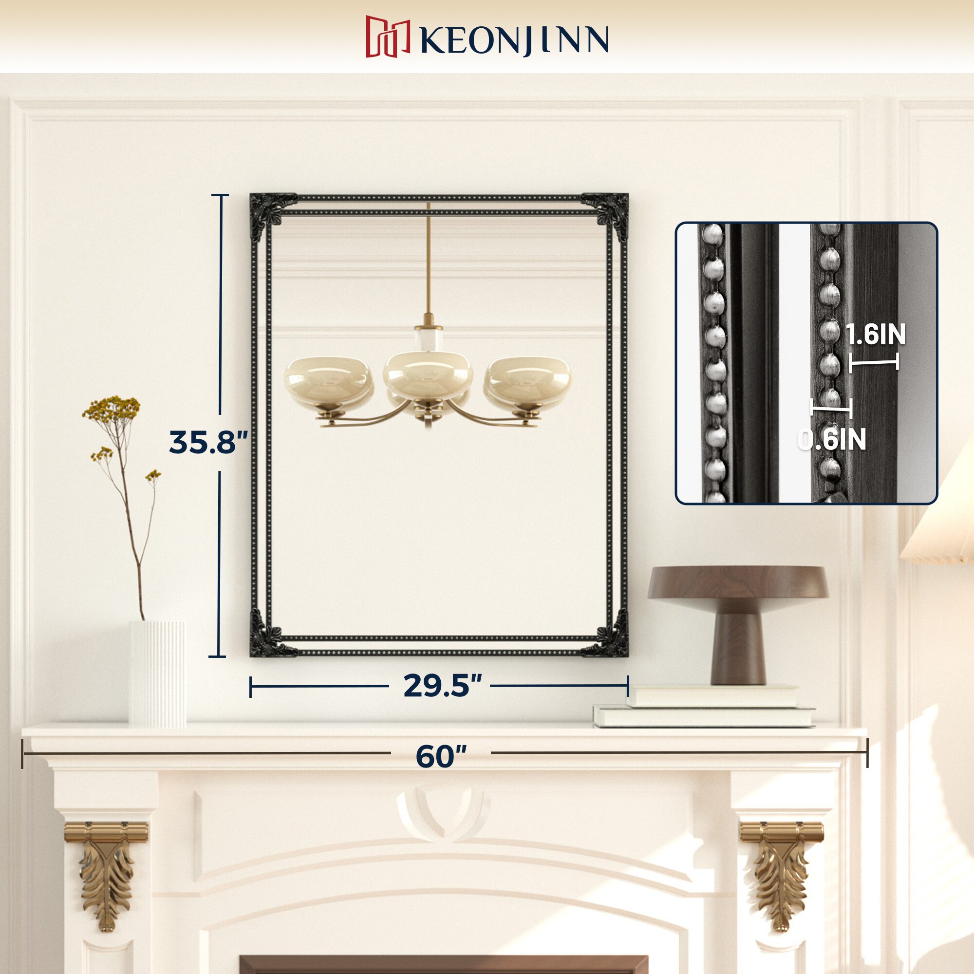 Keonjinn LW-ZSJ-FSQ-7591-BK Decor-Mirrors - View #3