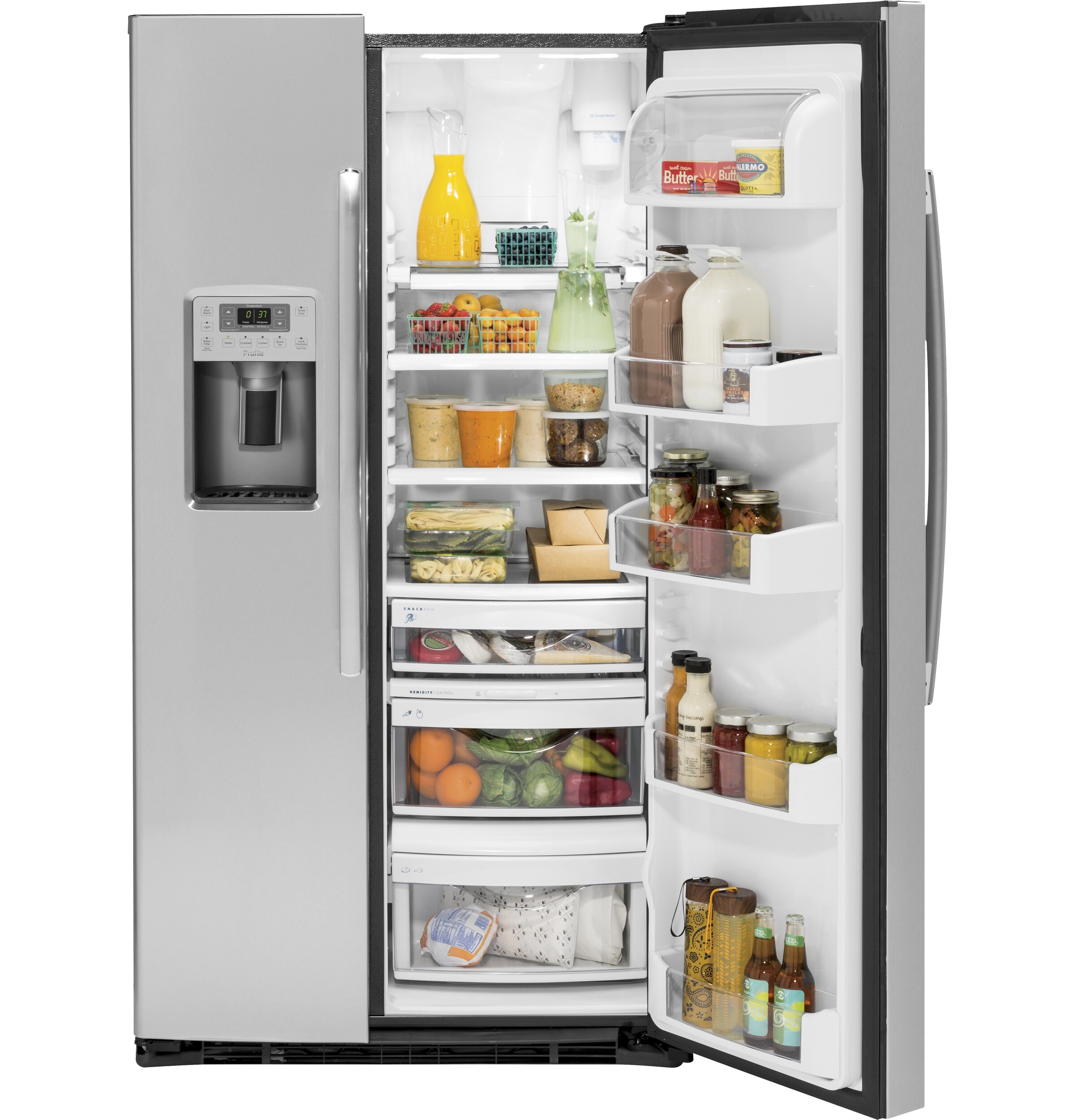 GE 21.8-cu ft Counter-depth Side-by-Side Refrigerator with Ice Maker (Slate)