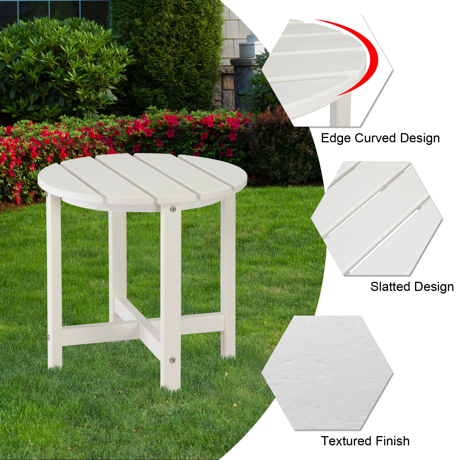 Winado Round Outdoor End Table 18 In W X 18 In L In The Patio Tables   64405096 