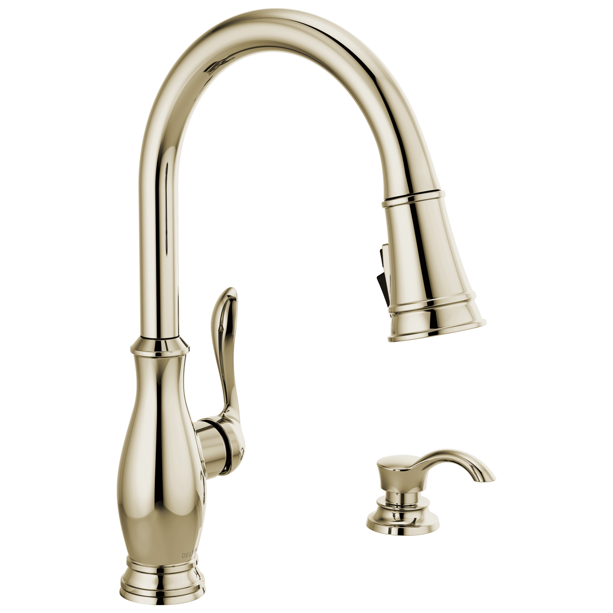 Delta 19781Z-PNSD-DST Zalia Polished Nickel Single Handle Deck-mount Pull-down Kitchen Faucet with Sprayer ( Deck Plate Included ) (Soap Dispenser Included)