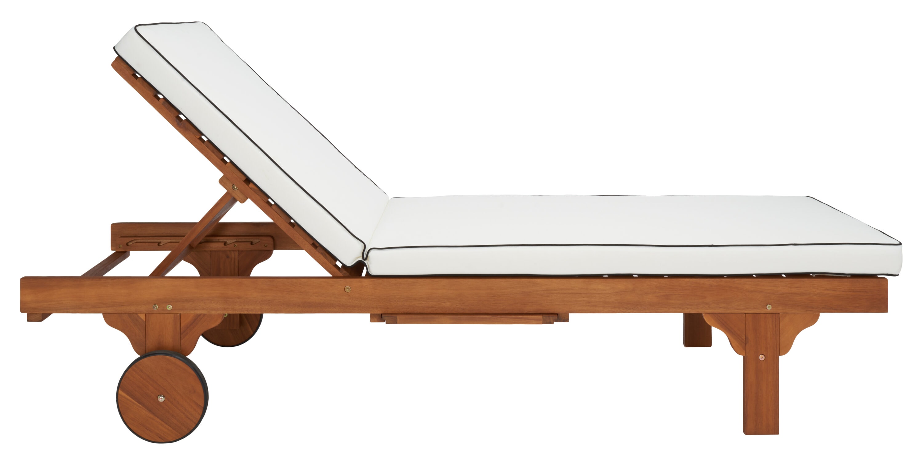 Newport Natural Acacia Wood Outdoor Lounge Chair with Cushions