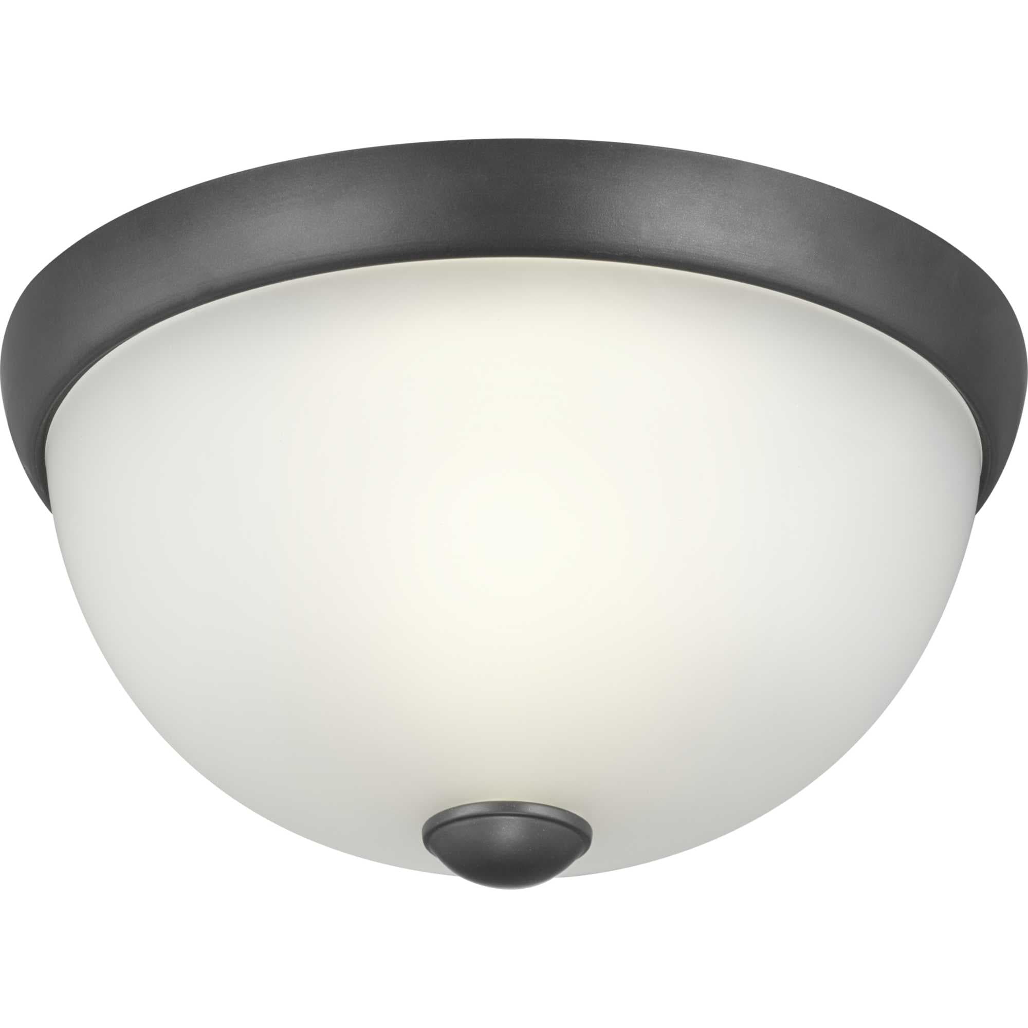 Progress Lighting P350043-143 Glass Domes 1 -Light 11-in Black Semi Flush Mount Light