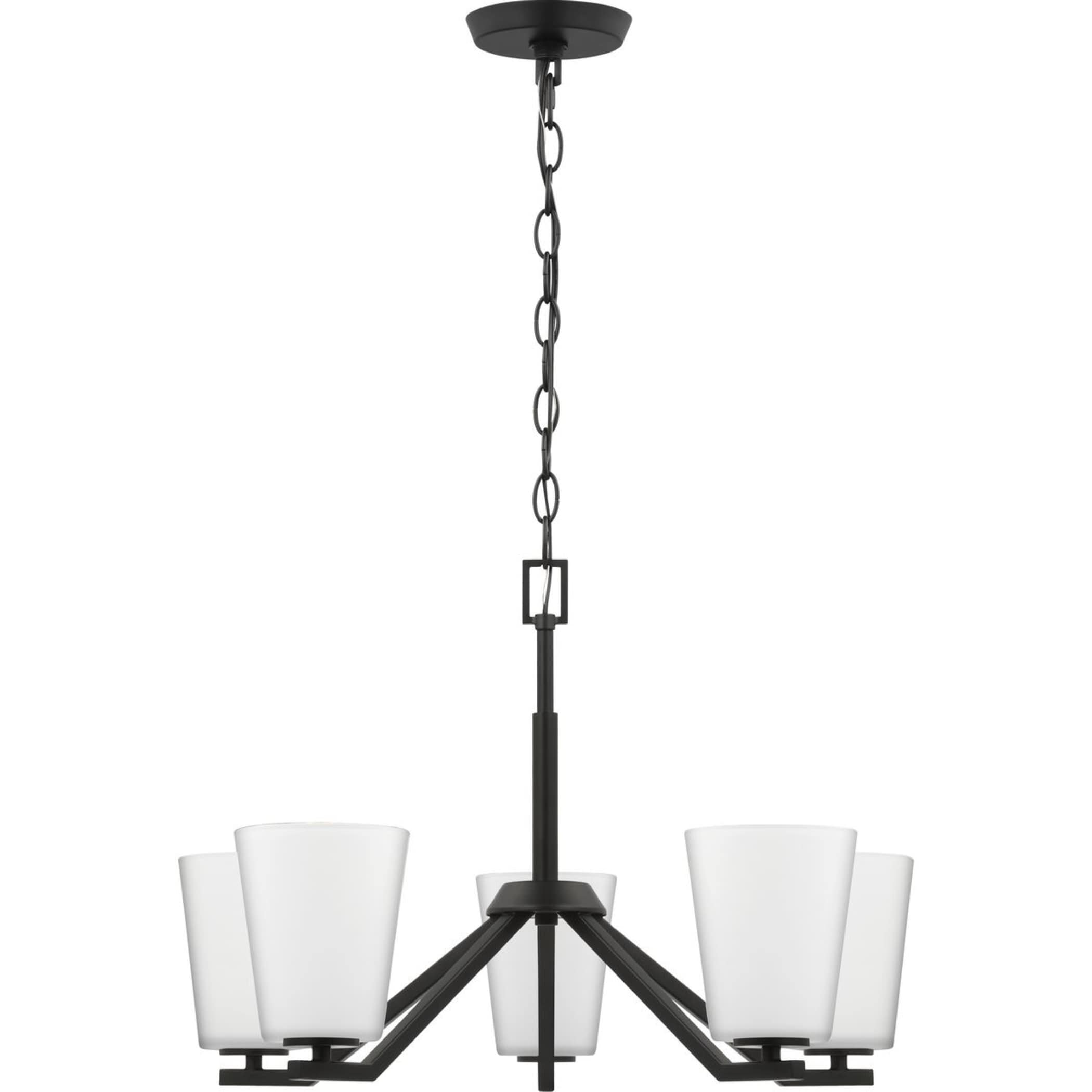 Vertex Matte Black Angular Five Light Chandelier
