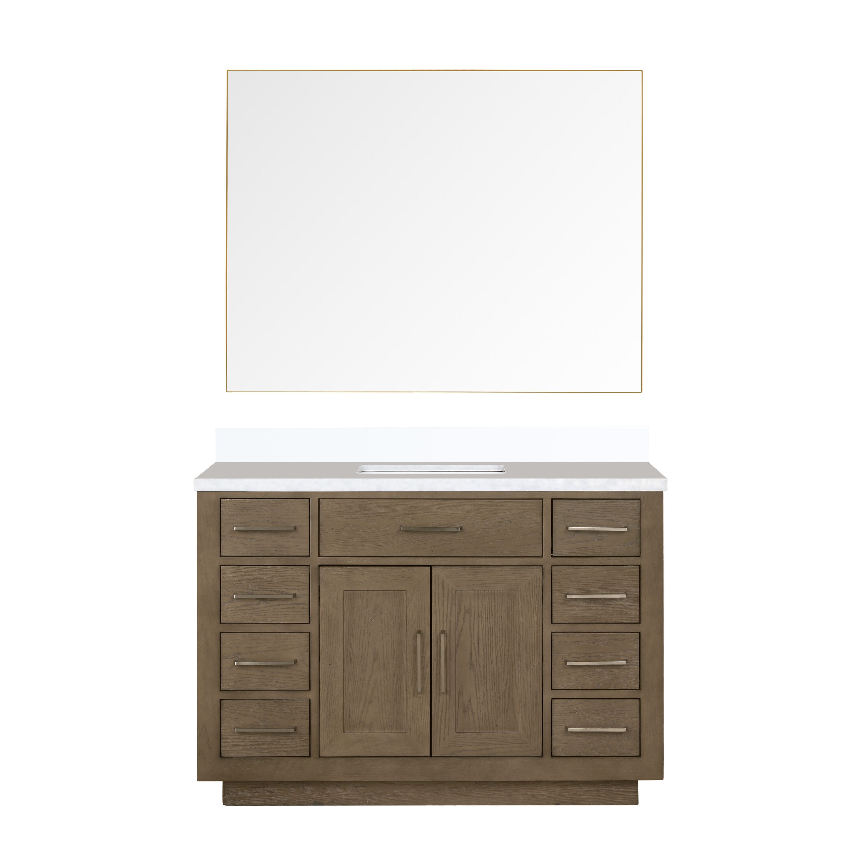 Lexora LVGI48SR310 Gilroy 48-in Grey Oak Single Sink Bathroom Vanity with White Cultured Marble Top (Mirror Included)