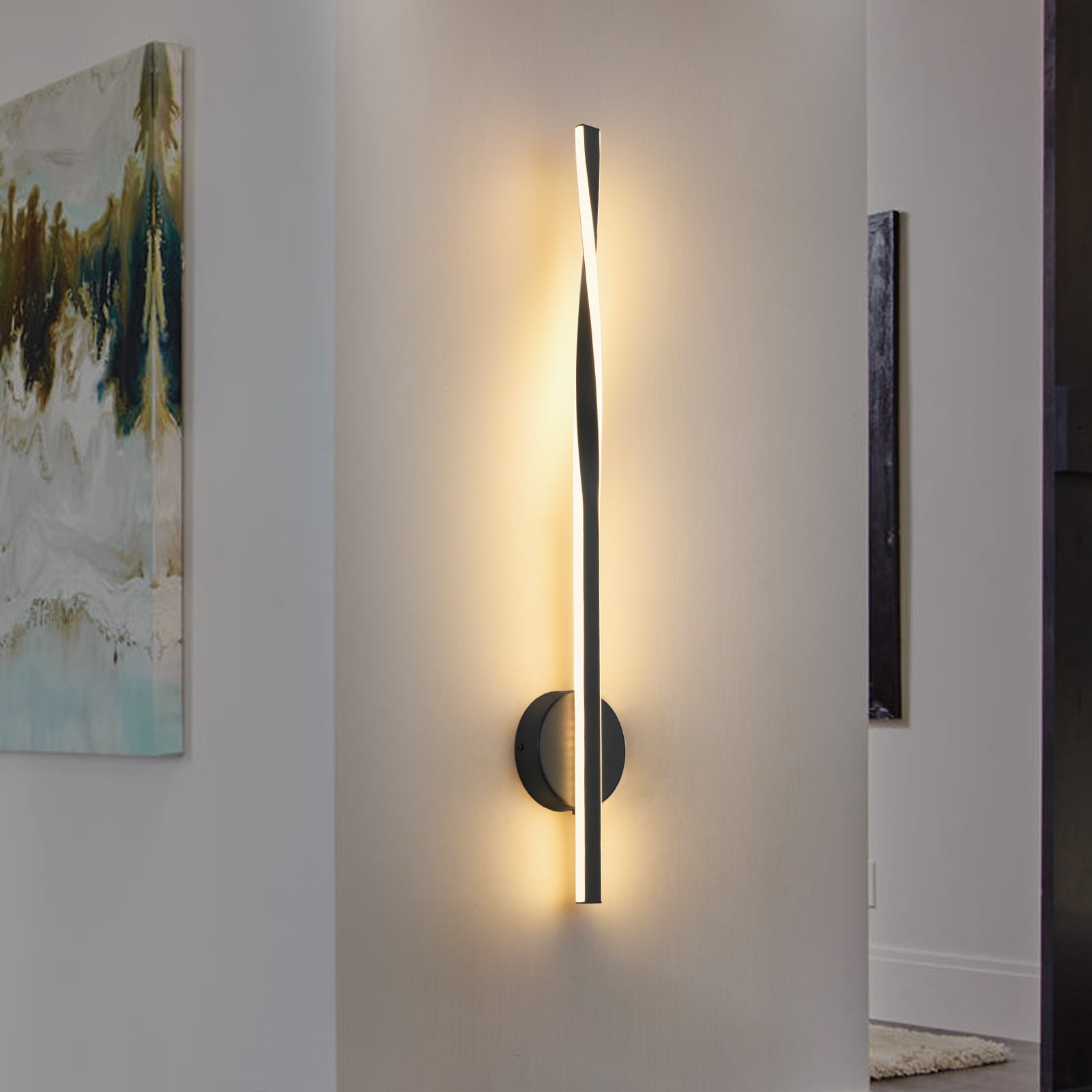 Zicbol 4.72-in W 1 -Light Matte Black Hardwired Damp rated LED Wall Sconce