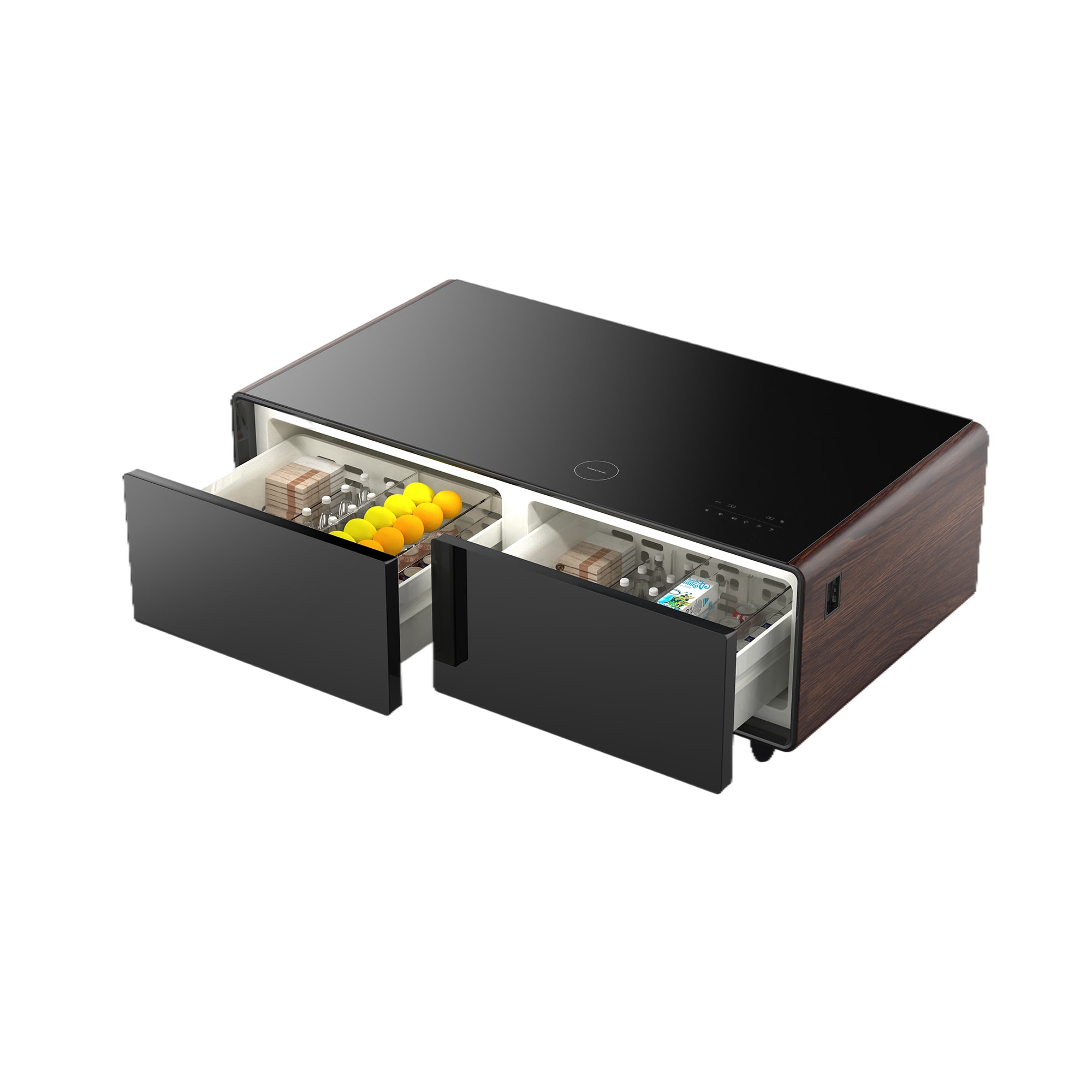 Siavonce XH37767 Black Glass Modern Coffee Table with Storage