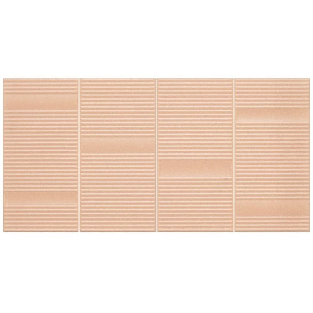 Artmore Tile EXT3RD106649 Sample - Battlefront Clay 4-in x 8-in Matte Ceramic Patterned Wall Tile