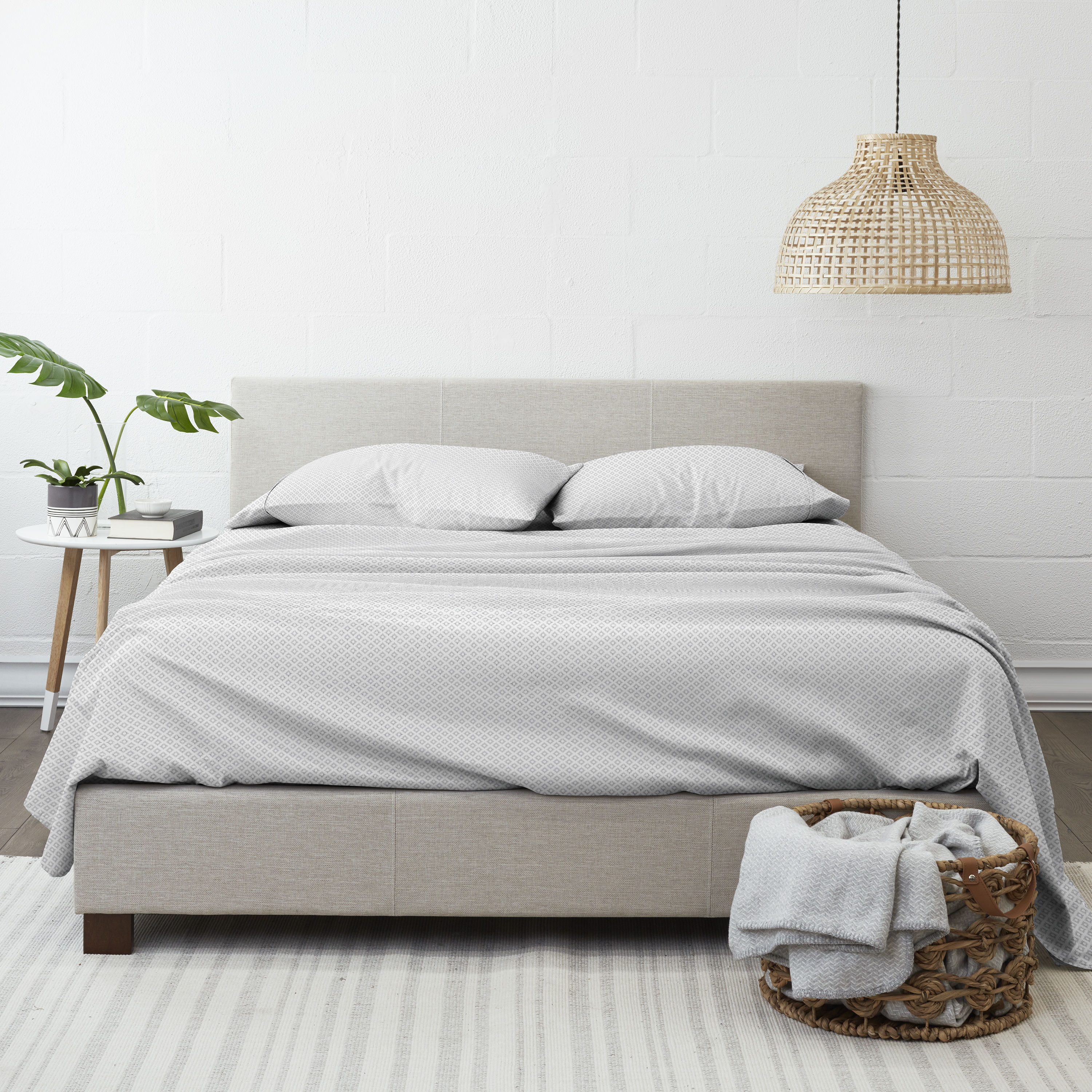 King Gray Geometric Print Microfiber Sheet Set