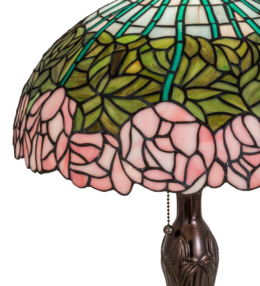 Multicolor Stained Glass Bronze Table Lamp with Floral Design