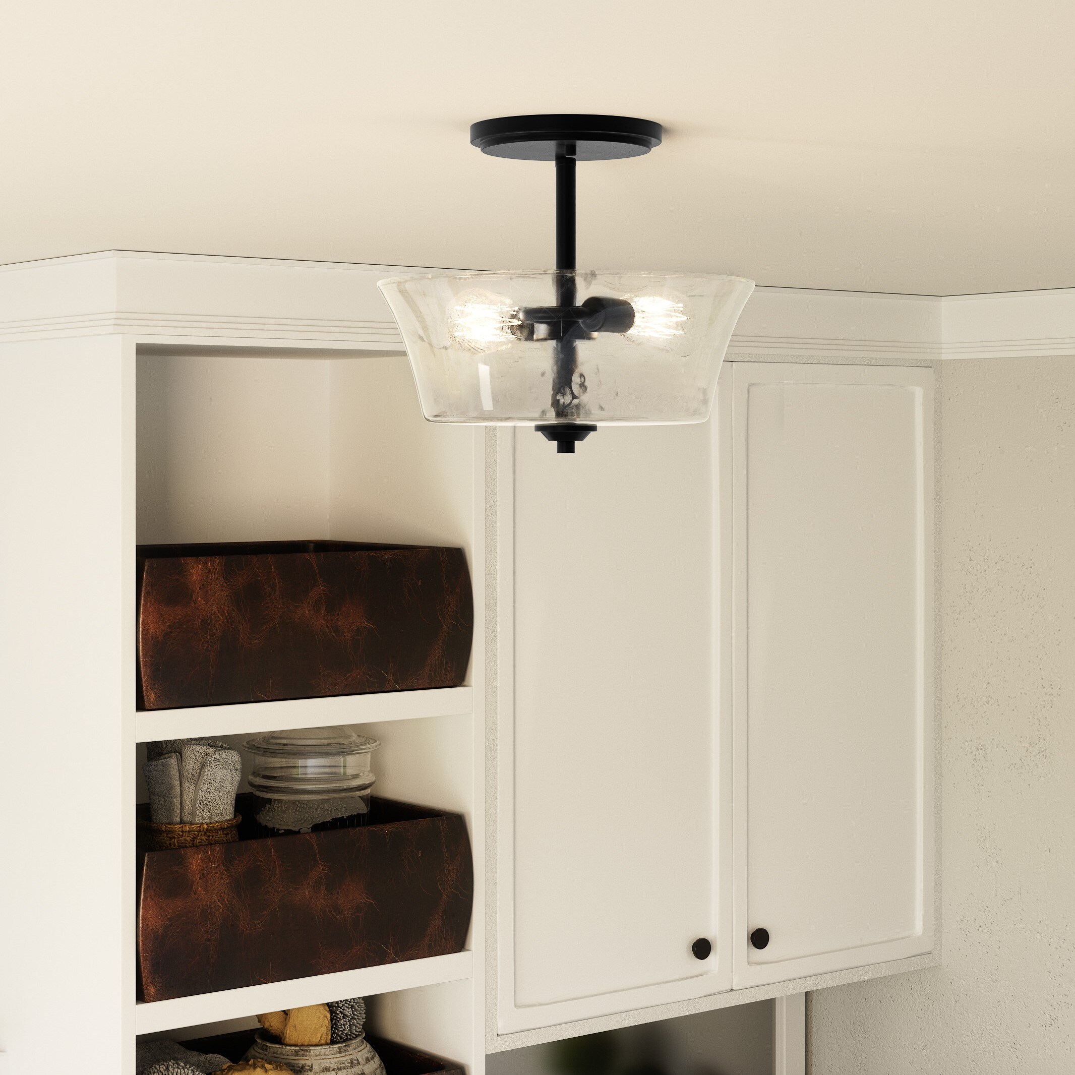 Quoizel ACA1711MBK Acacia 2-Light 11.75-in Matte Black Semi-Flush mount light