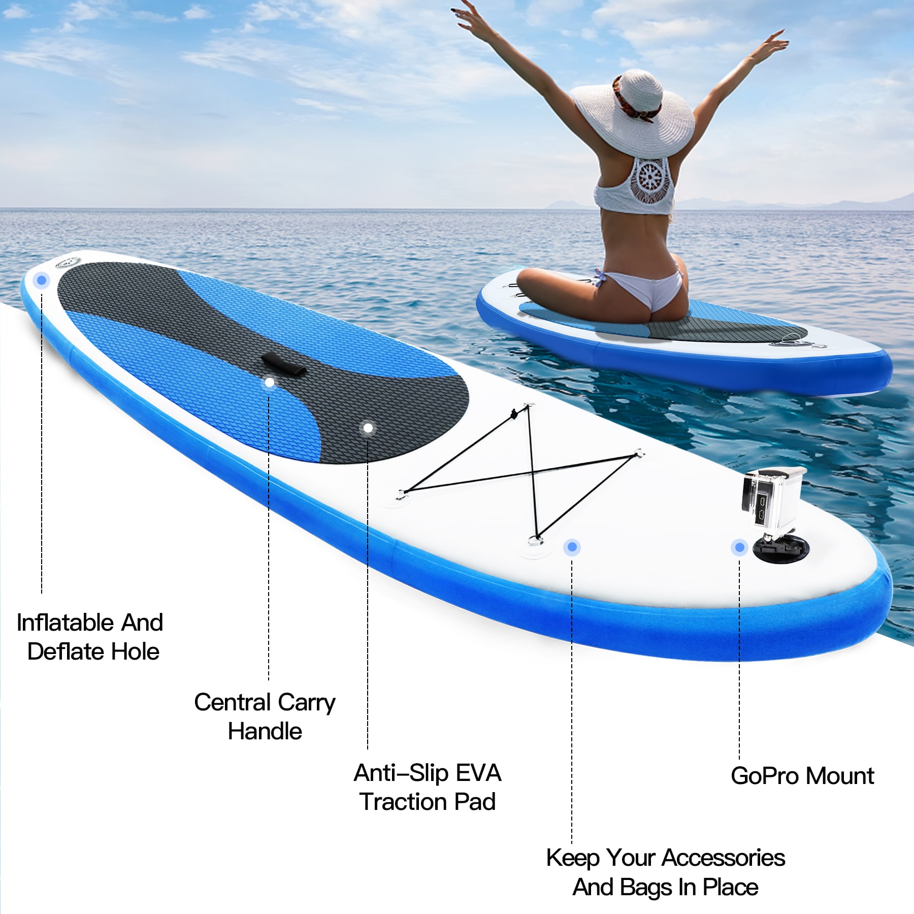 Wildaven 9.84-ft Inflatable Stand Up Paddle Board in the Stand Up ...