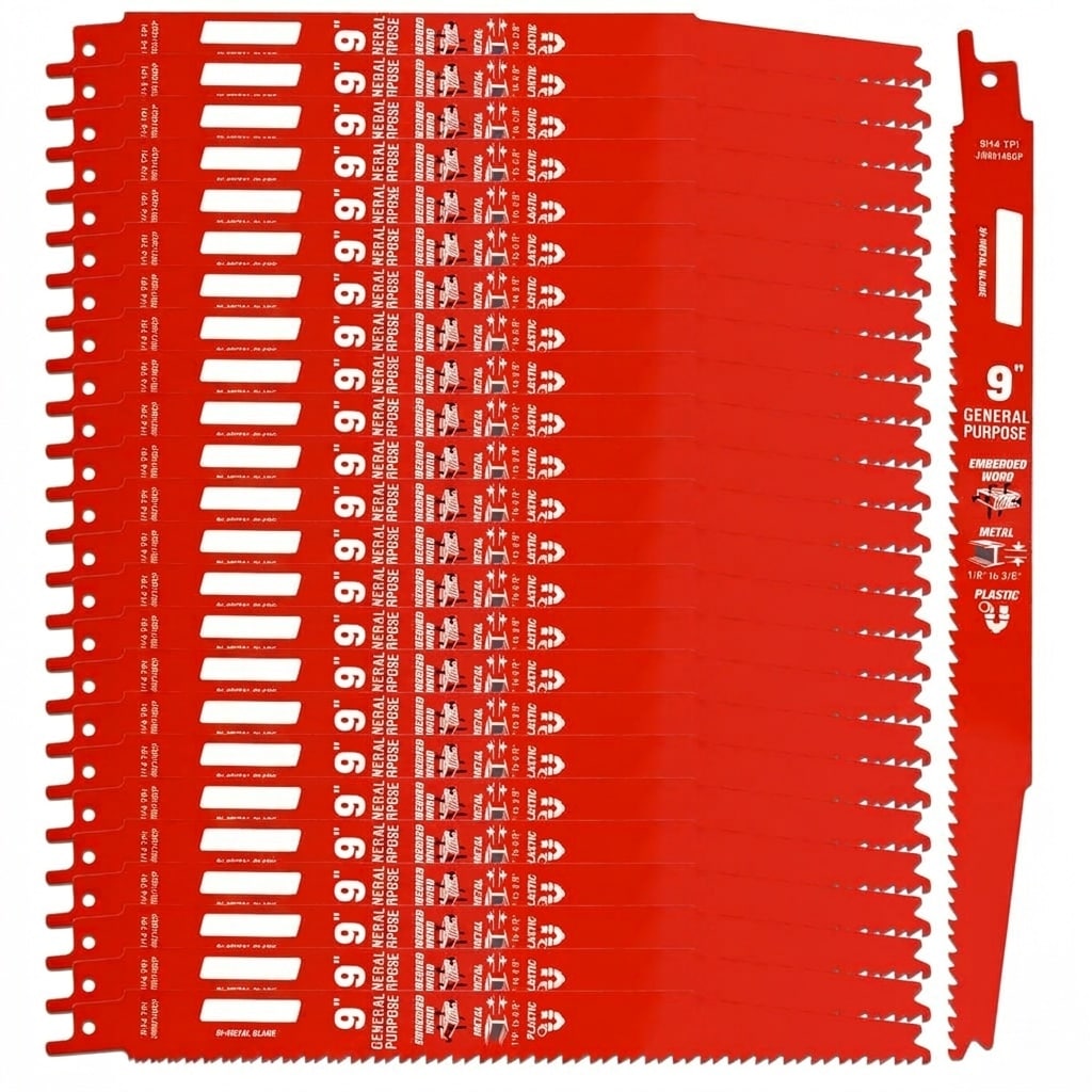 Anqtovp 25 Pack 9 Inch 8/14TPI Reciprocating Saw Blades Cuts Metal Wood Nail Embedded Lumber PVC Fits Most Reciprocating Saws #LAN0509N33
