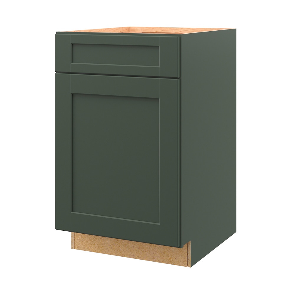 Galway 21-in W x 34.5-in H x 24-in D Sage 1-Drawer Base Fully Assembled Cabinet (Flat Panel Shaker Style) in Green | - allen + roth 20212GW