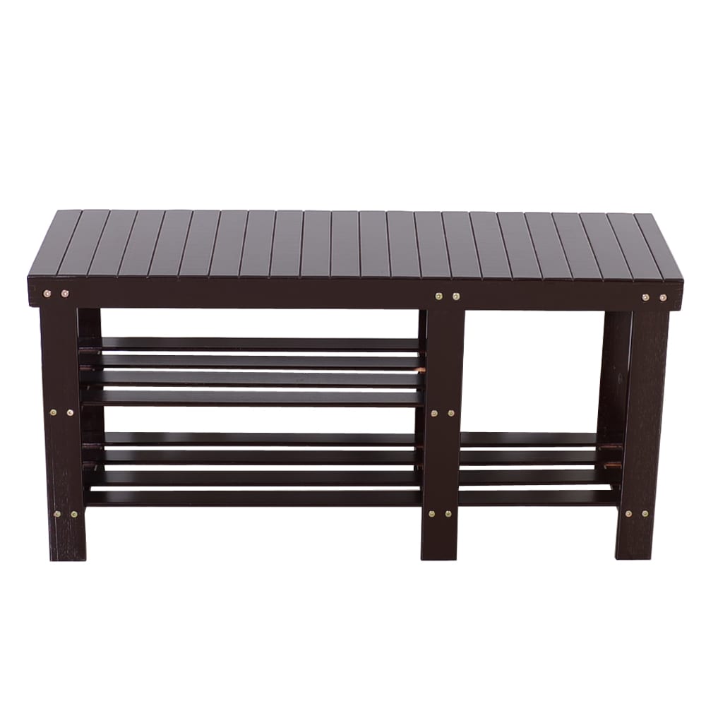 Winado LO113029972 17.7-Inches H 3 Tier 7 pair Brown Wood Shoe rack