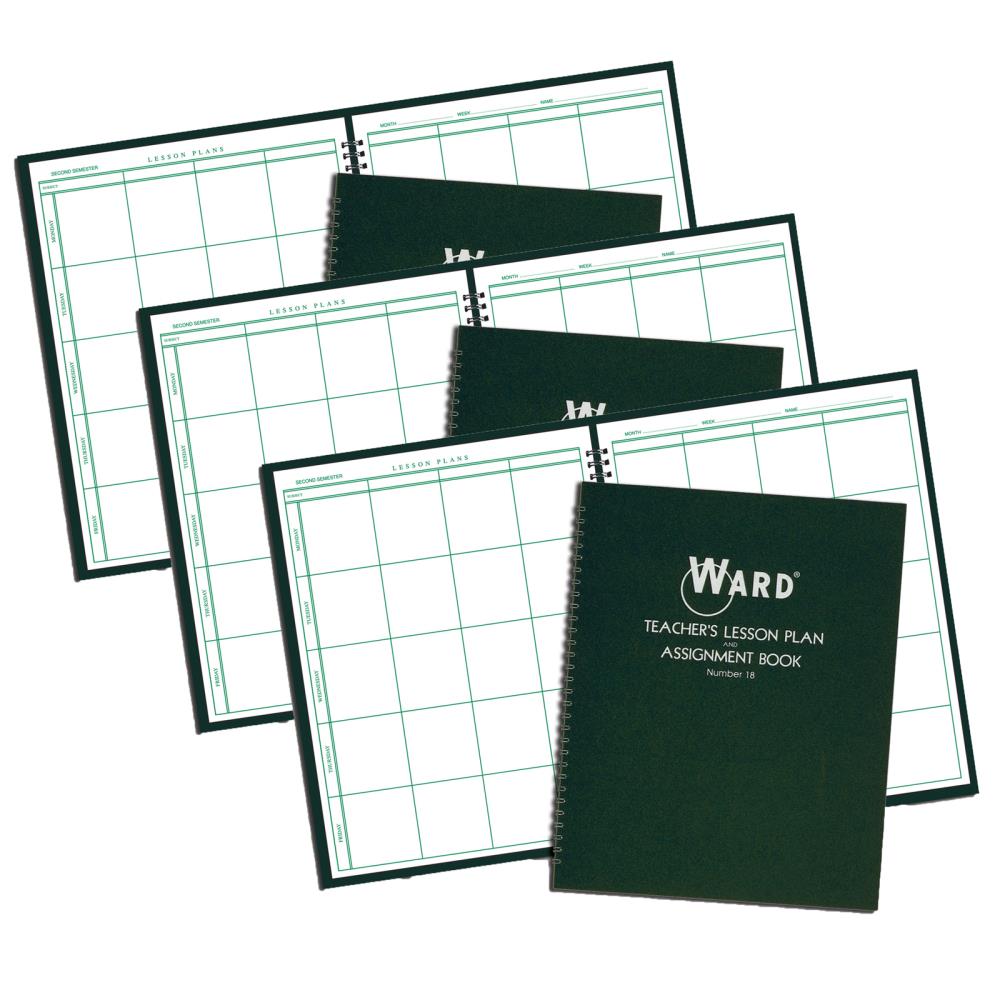 WARD WAR18-3 Class Lesson Plan Book, 8 Period Regular, Pack of 3