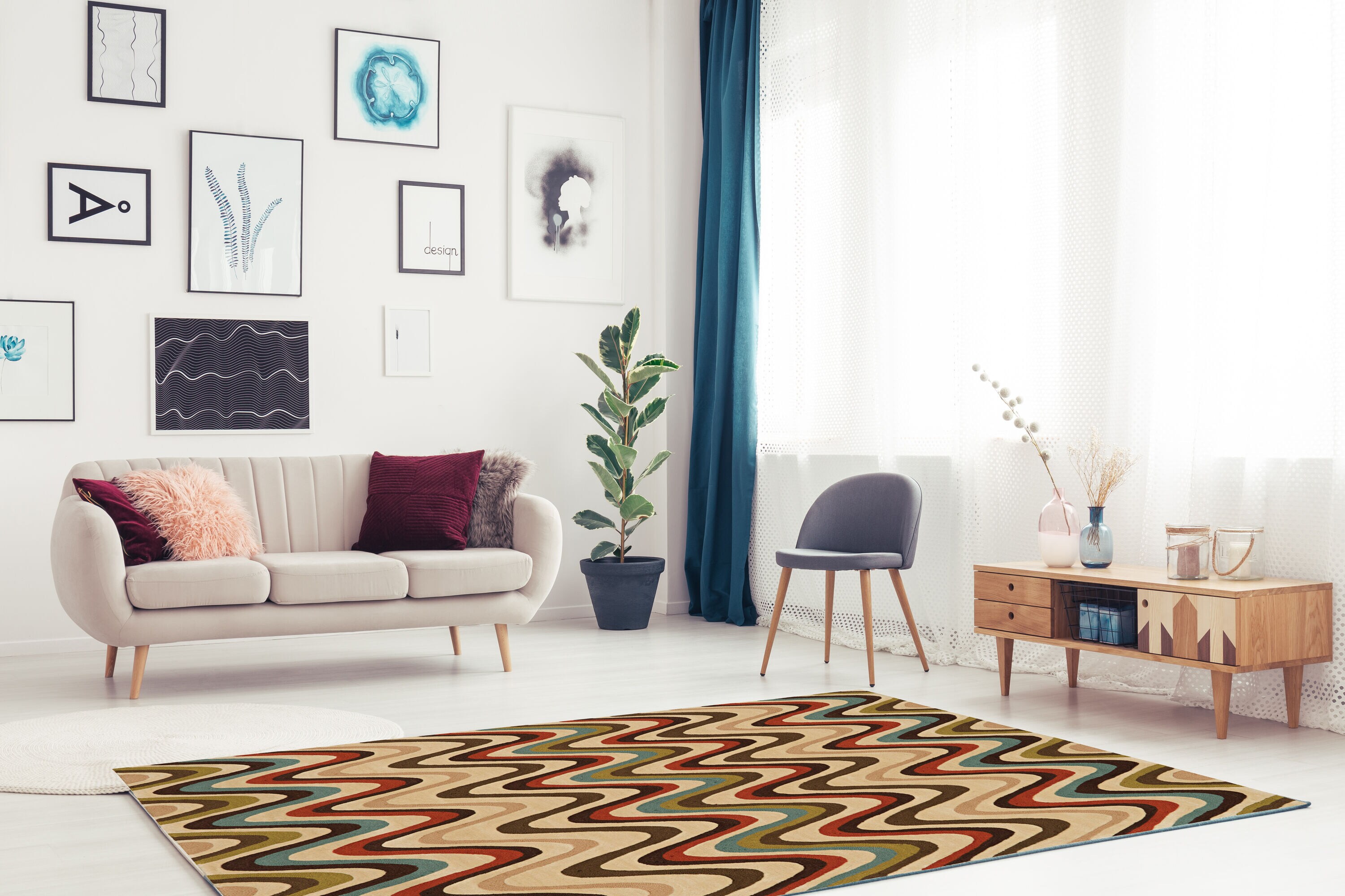 Linon RUG-TAE1081 Trio 8 X 10 (ft) Sand Indoor Geometric Bohemian/Eclectic Area Rug