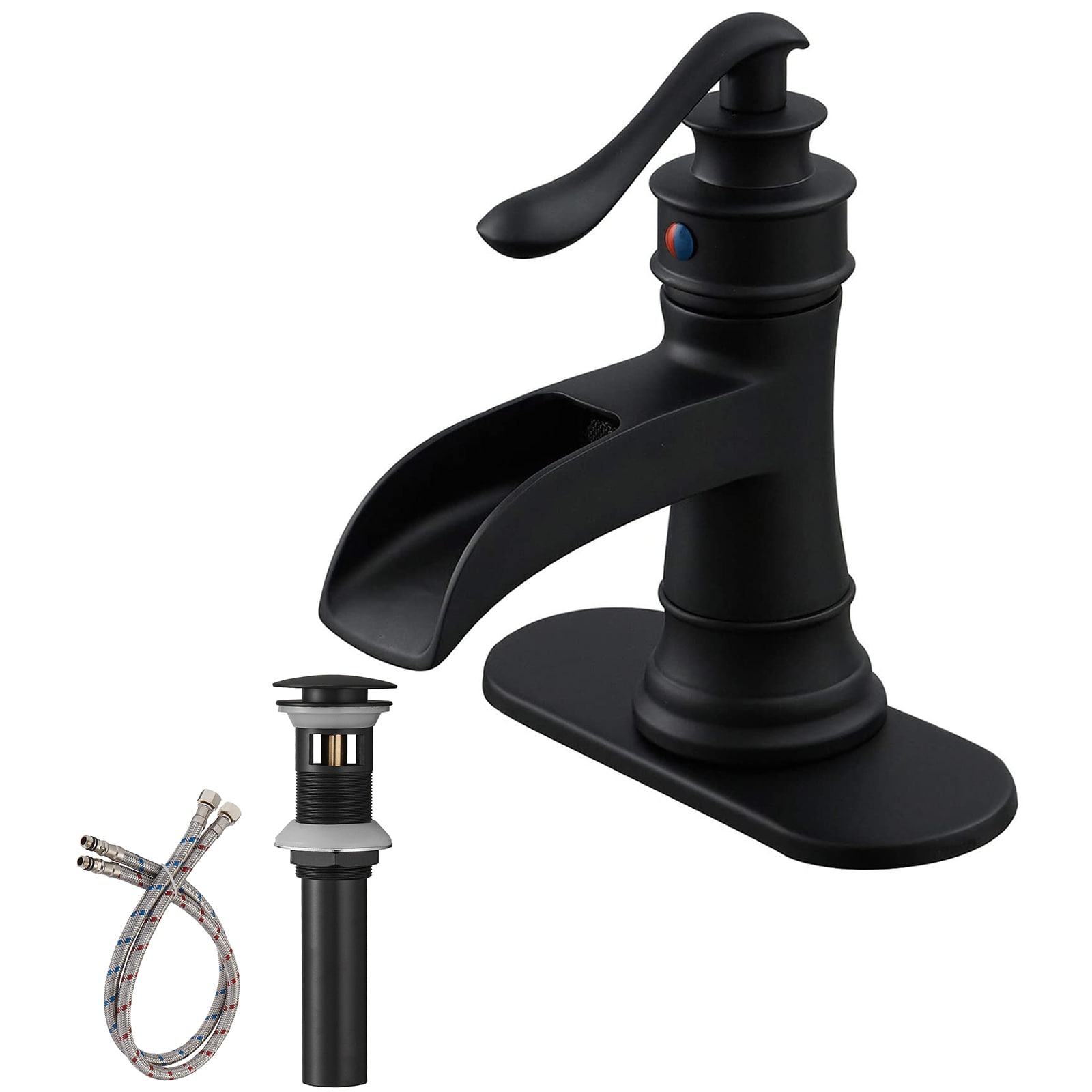 BWE A-96556-2 Single Hole Bathroom Faucet Matte Black 1-handle Single ...