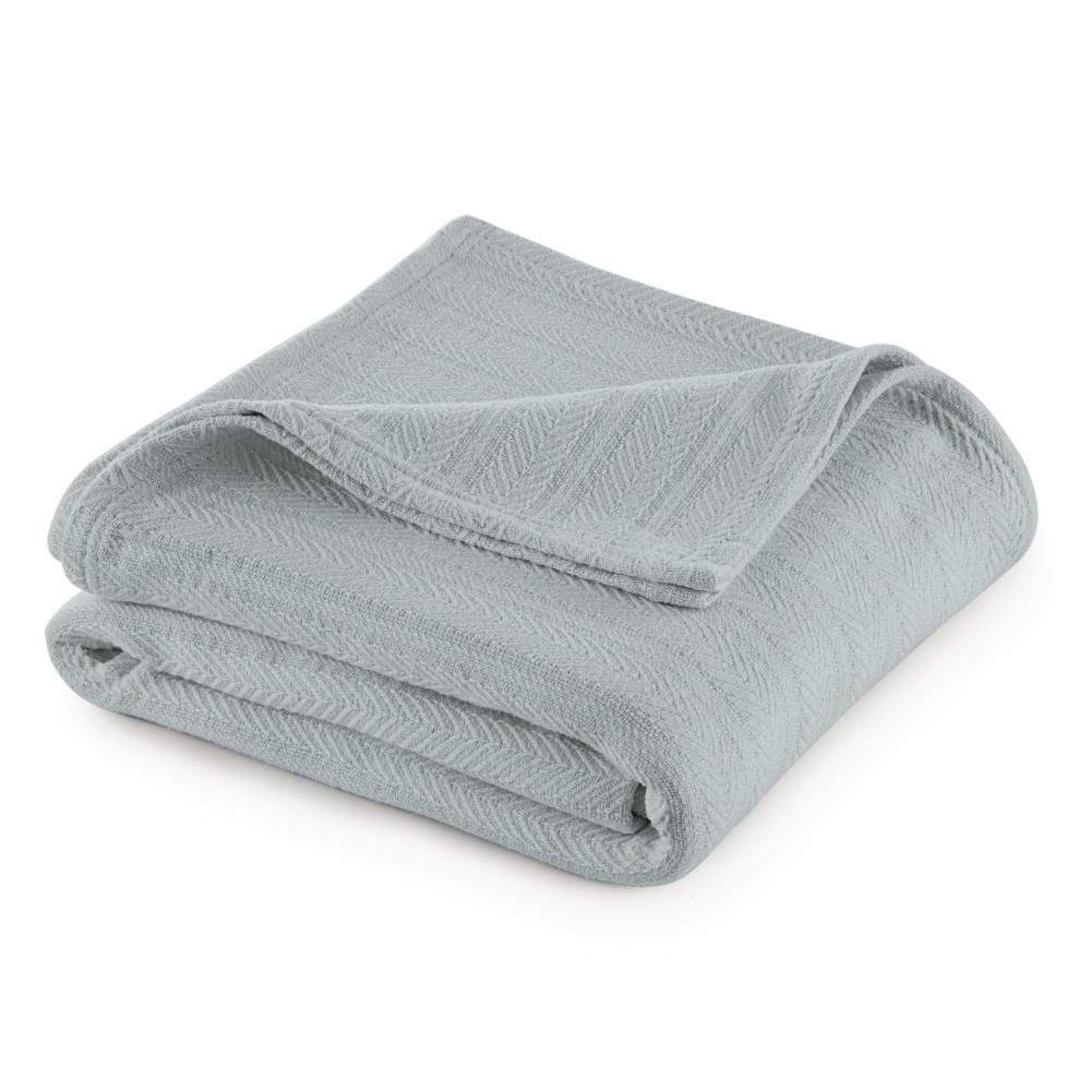 WestPoint Home 026705447780 Vellux cotton woven blanket Gray mist 66-in x 90-in Cotton Blanket