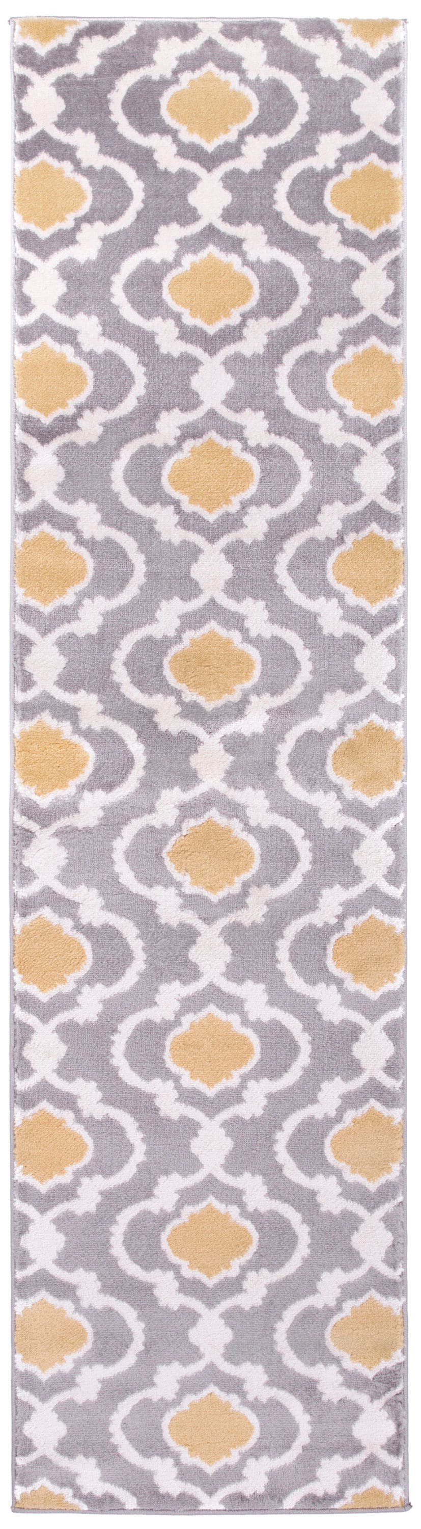 Gray and Yellow Moroccan Trellis Runner Rug