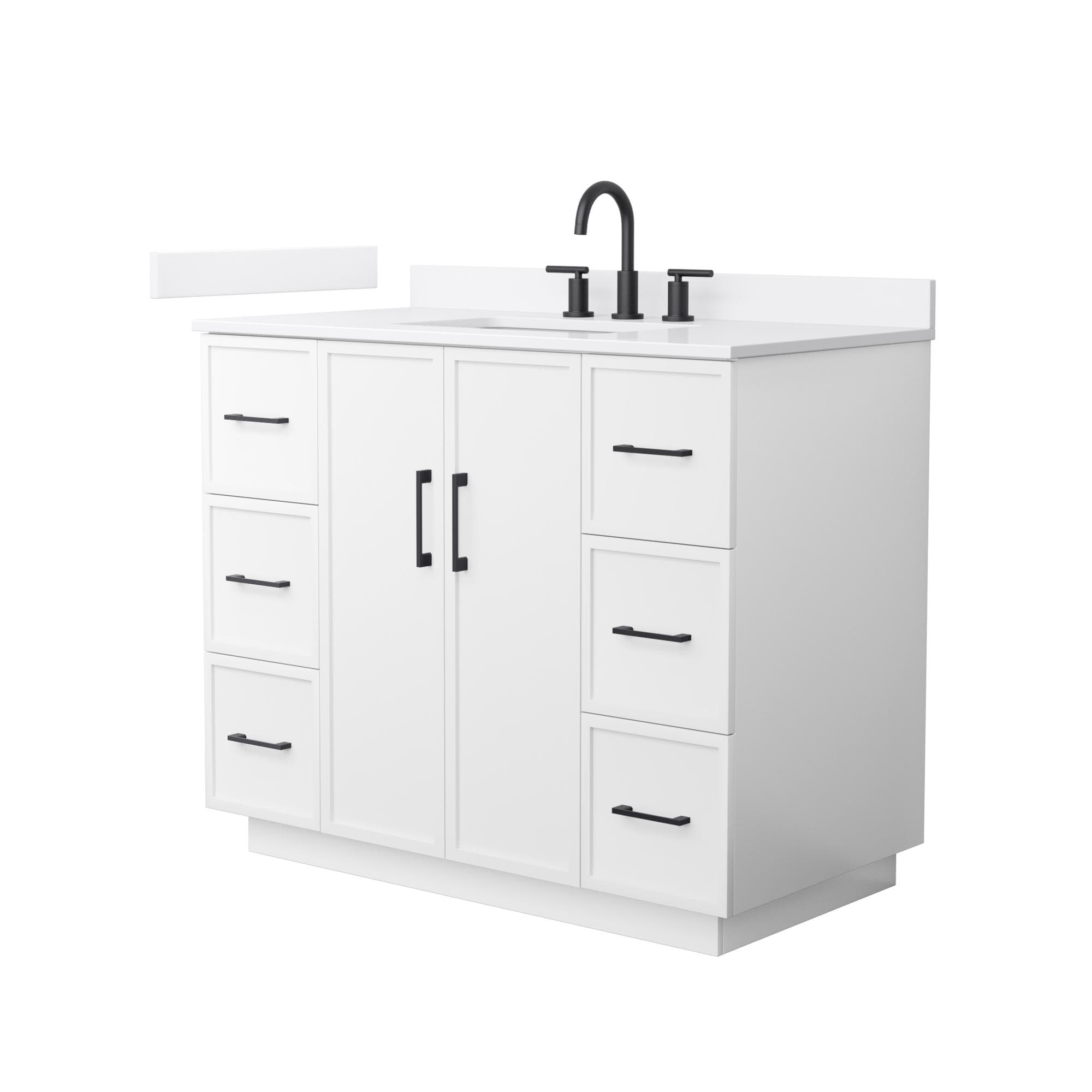 Wyndham Collection - Elan TK 42-in White with Matte Black Trim Undermount Single Sink Bathroom Va...