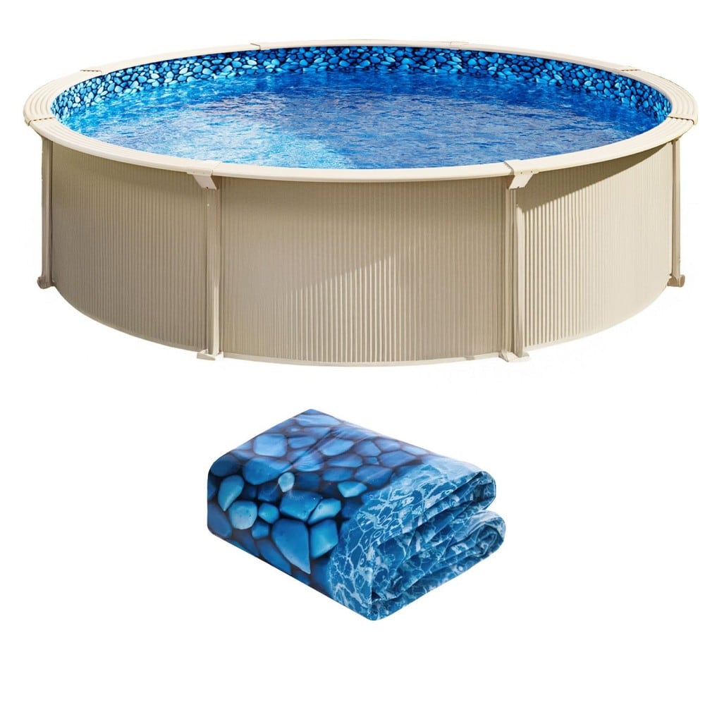 YOSIMFUR 30 ft Round 52 in Wall Height Standard Gauge Unibead Vinyl Pool Liner Durable Replacement Liner for Steel Sided Above Ground Swimming Pools