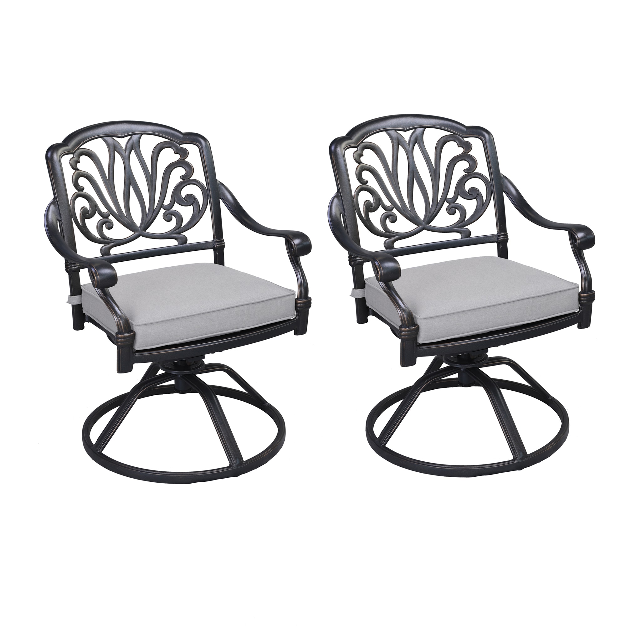 Mondawe MA-GC4165 Set of 2 Black Aluminum Frame Swivel Conversation Chair with Gray Cushioned Seat