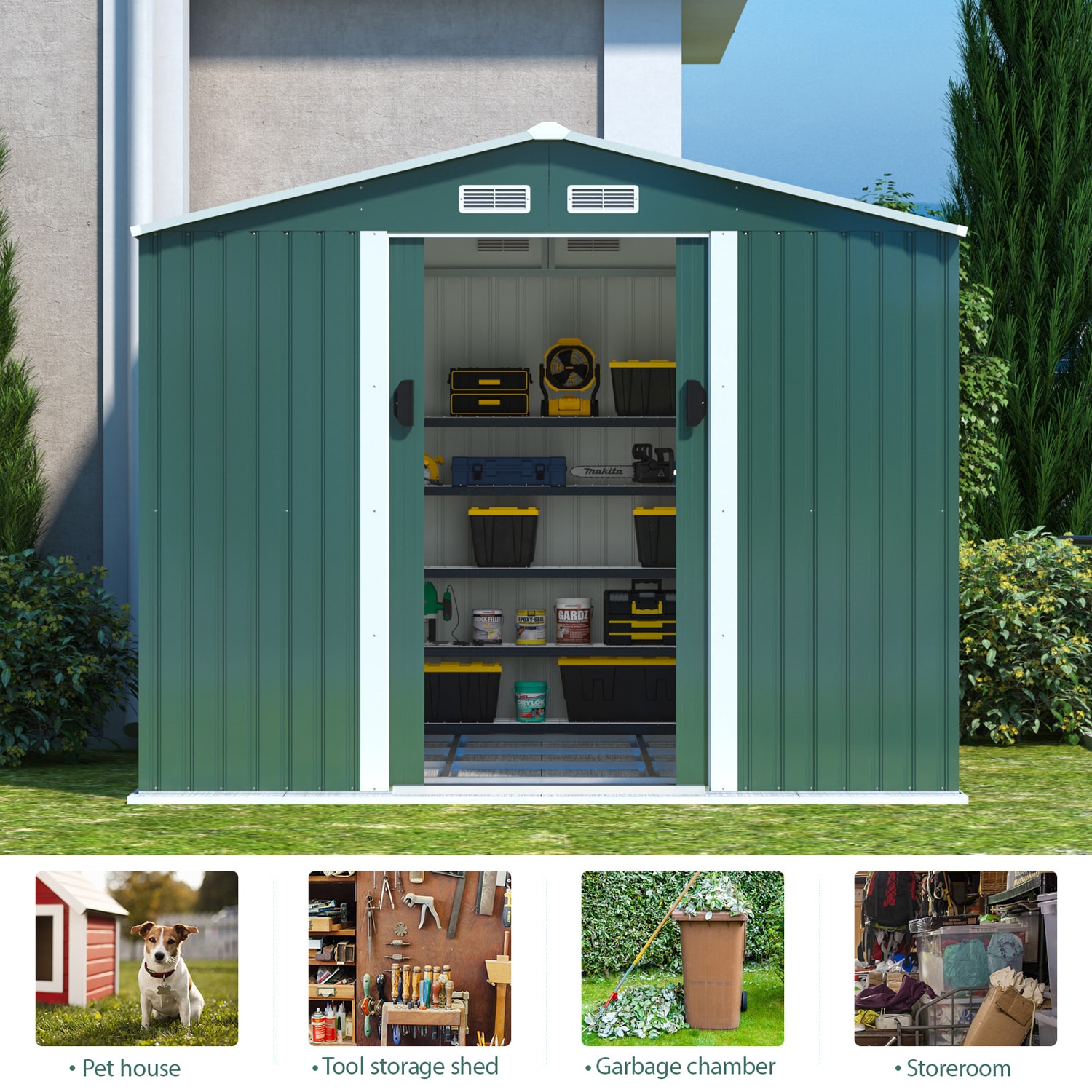 Jaxpety 10-ft x 9-ft Galvanized Steel Storage Shed in the Metal Storage ...