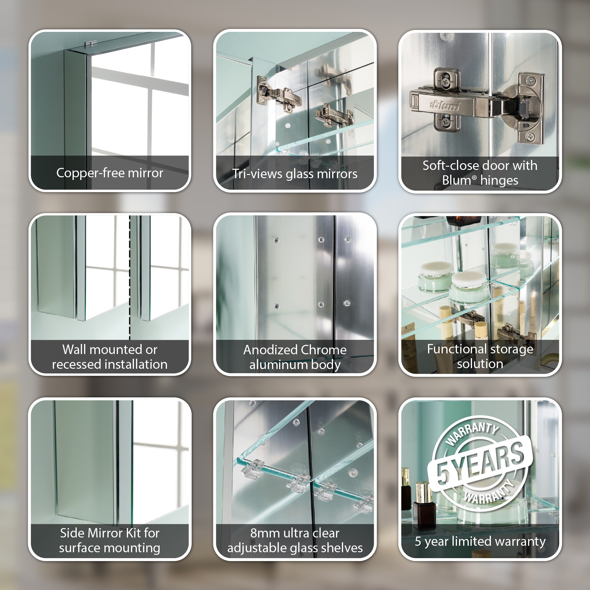 WELLFOR BTZ8036CA Bathroom-Medicine-Cabinets - View #6